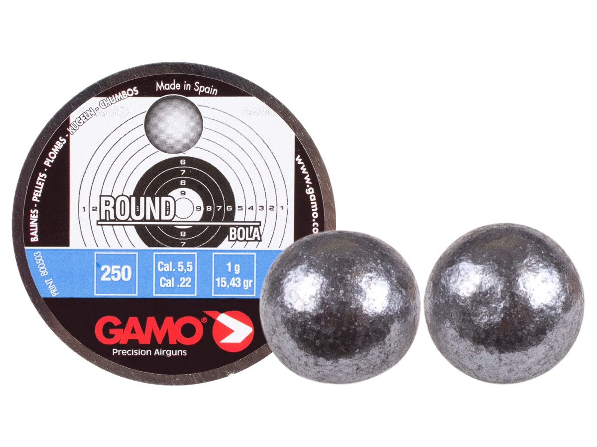 Gamo Round .22 Cal, 15.43 Grains, Lead Balls, 250ct