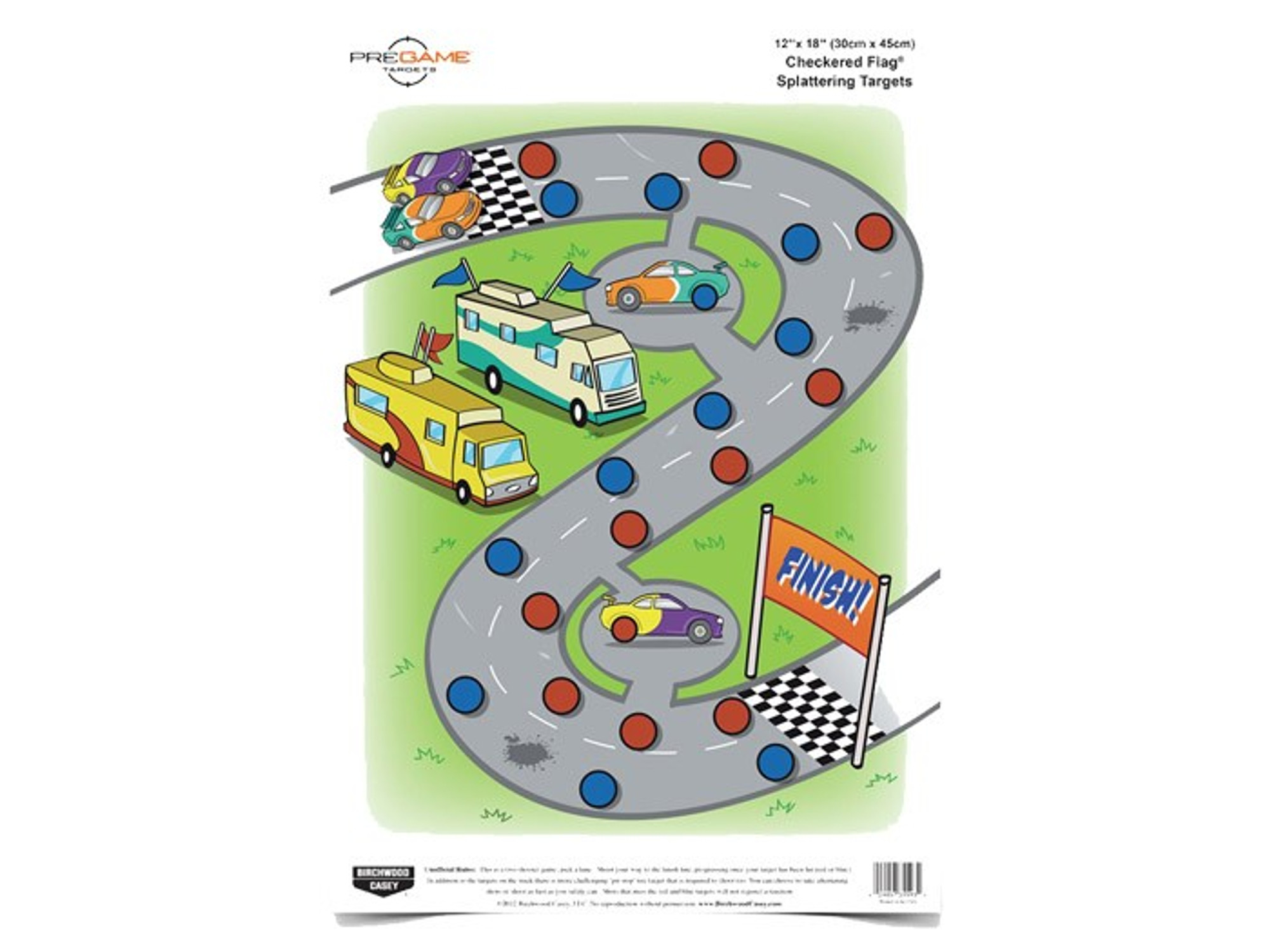  Birchwood Casey Pregame Checkered Flag Target 12" x 18" - 8 Count