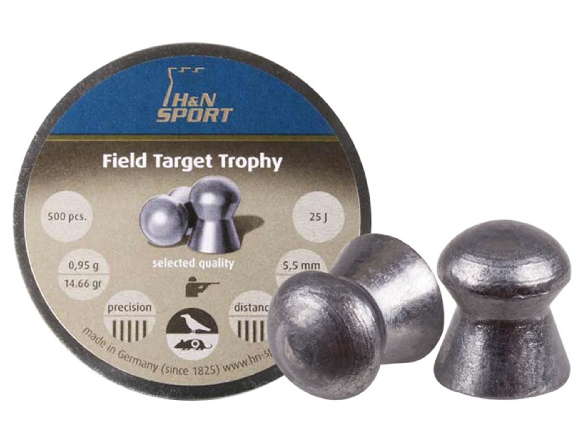 H&N Field Target Trophy .22 Cal, 14.66 Grains, Round Nose 500ct
