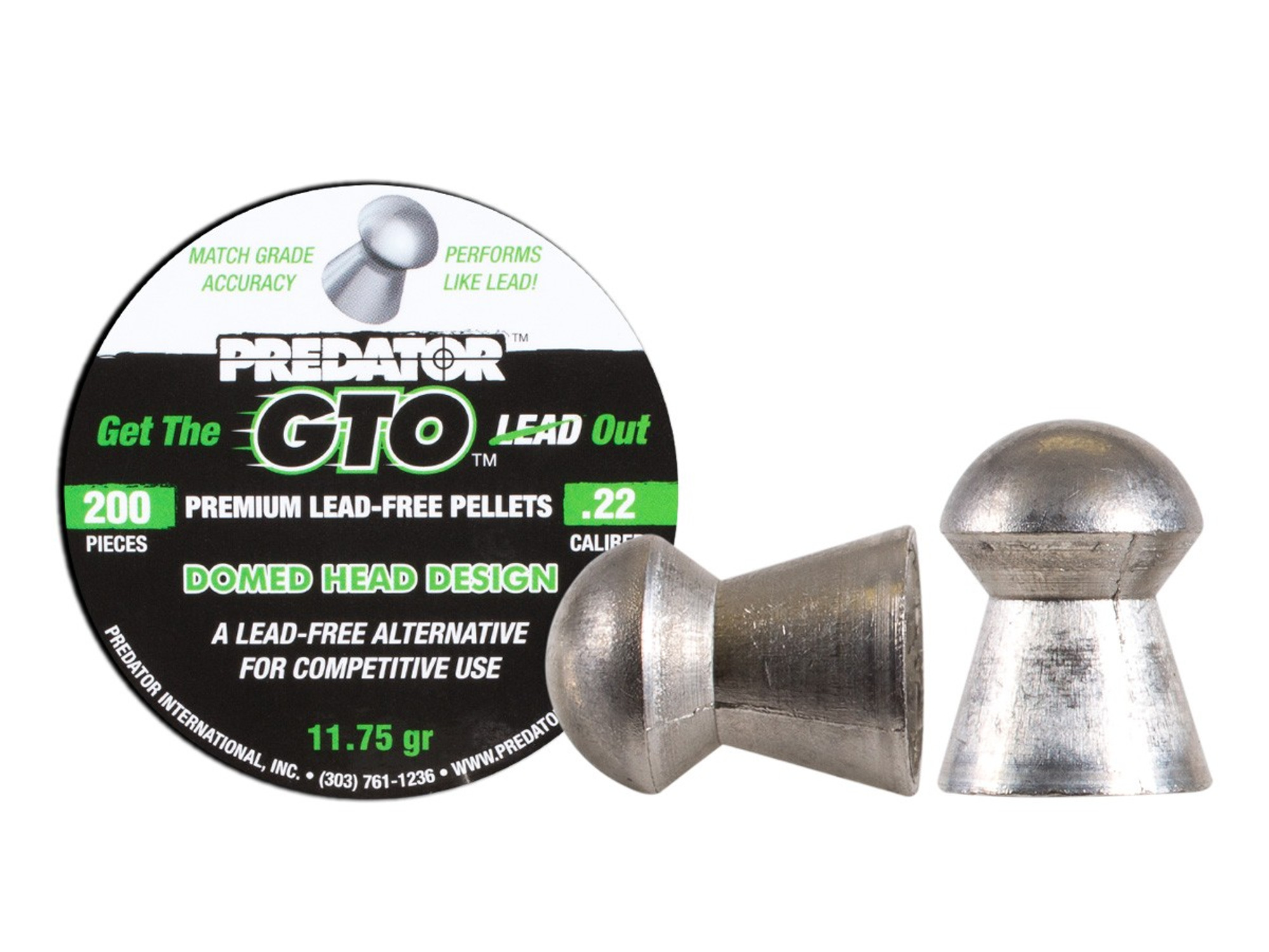 Predator GTO .22 Cal, 11.75 Grains, Domed, Lead-Free, 200ct