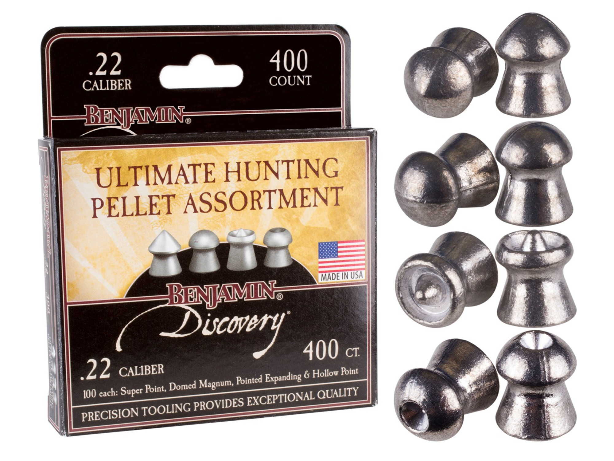 Benjamin Assorted Hunting Pellets, .22 Cal, 400ct