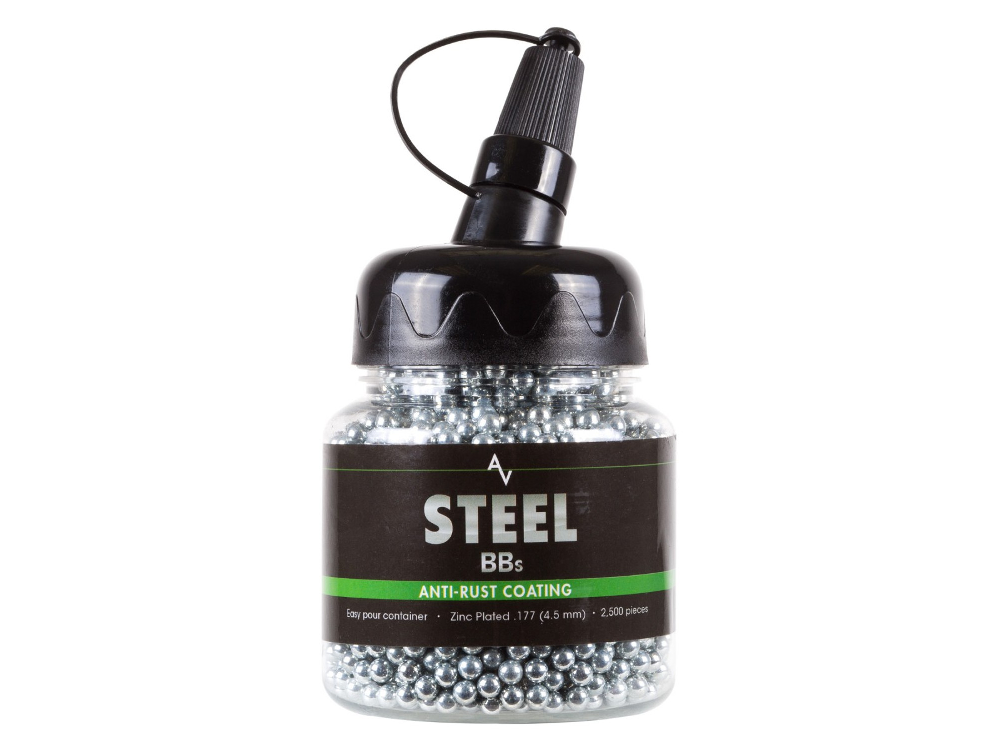 Steel BBs, .177 Cal, 5.1 Grains, Zinc-Plated, 2,500ct Steel BBs, .177 Cal, 5.1 Grains, Zinc-Plated, 2,500ct