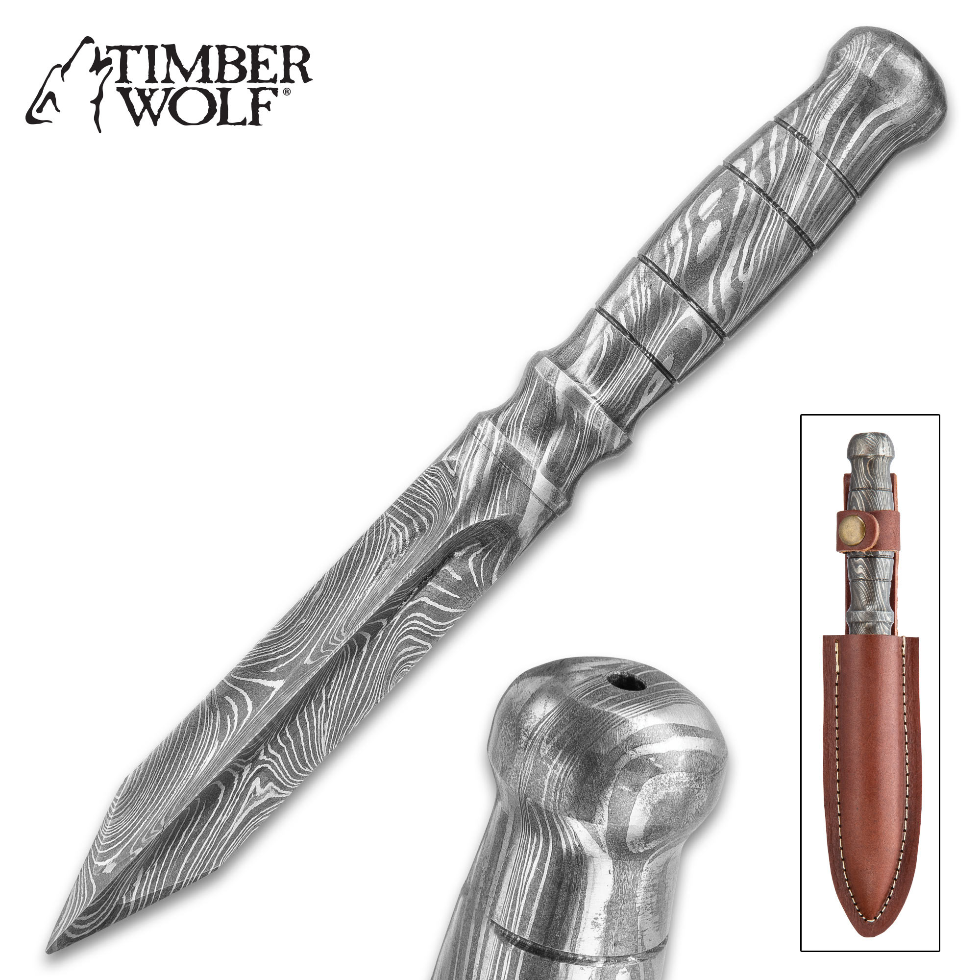 Timber Wolf Quad Damascus Dagger