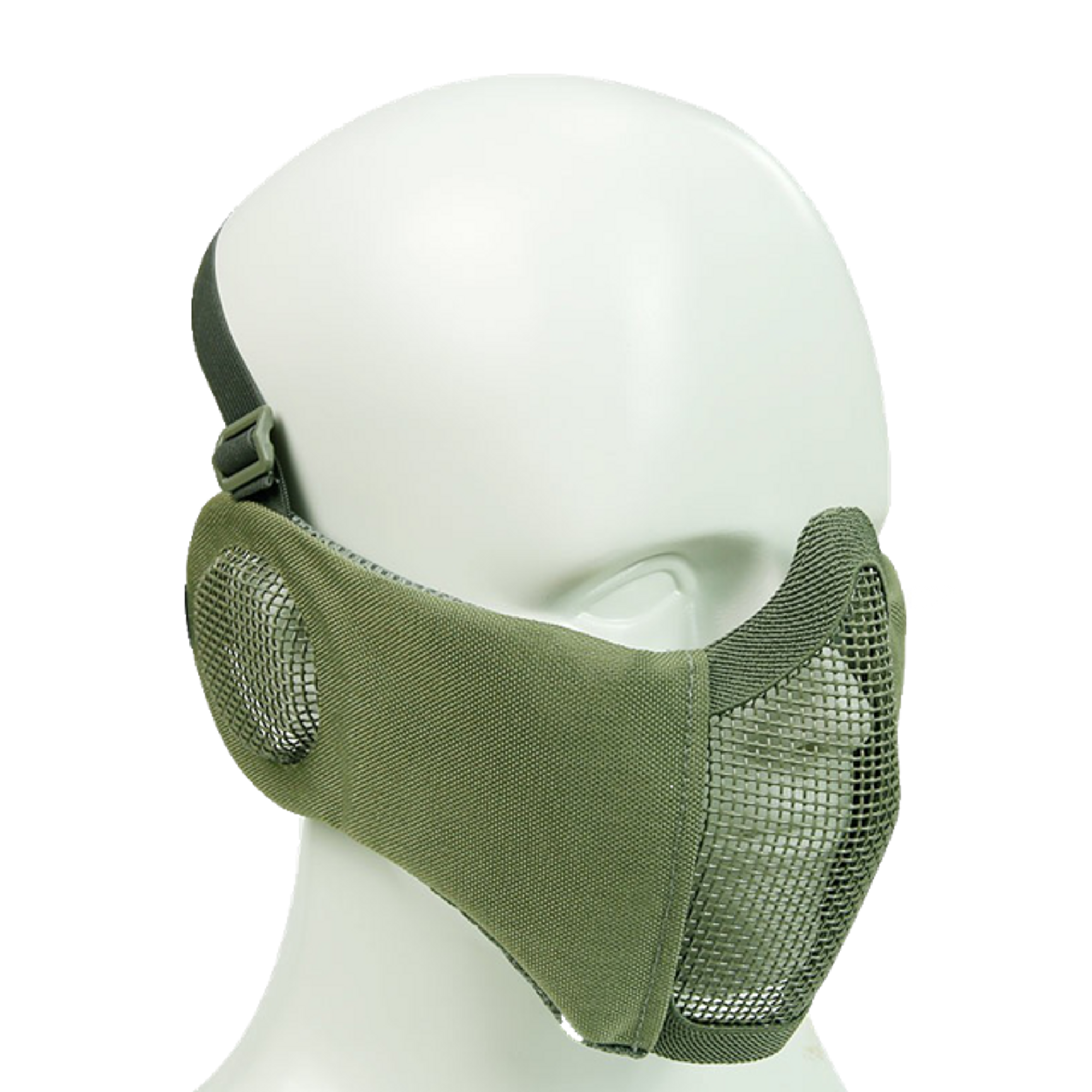 Bravo Airsoft Tactical Gear: V4 Strike Metal Mesh Face Mask with Ear Protection - OD