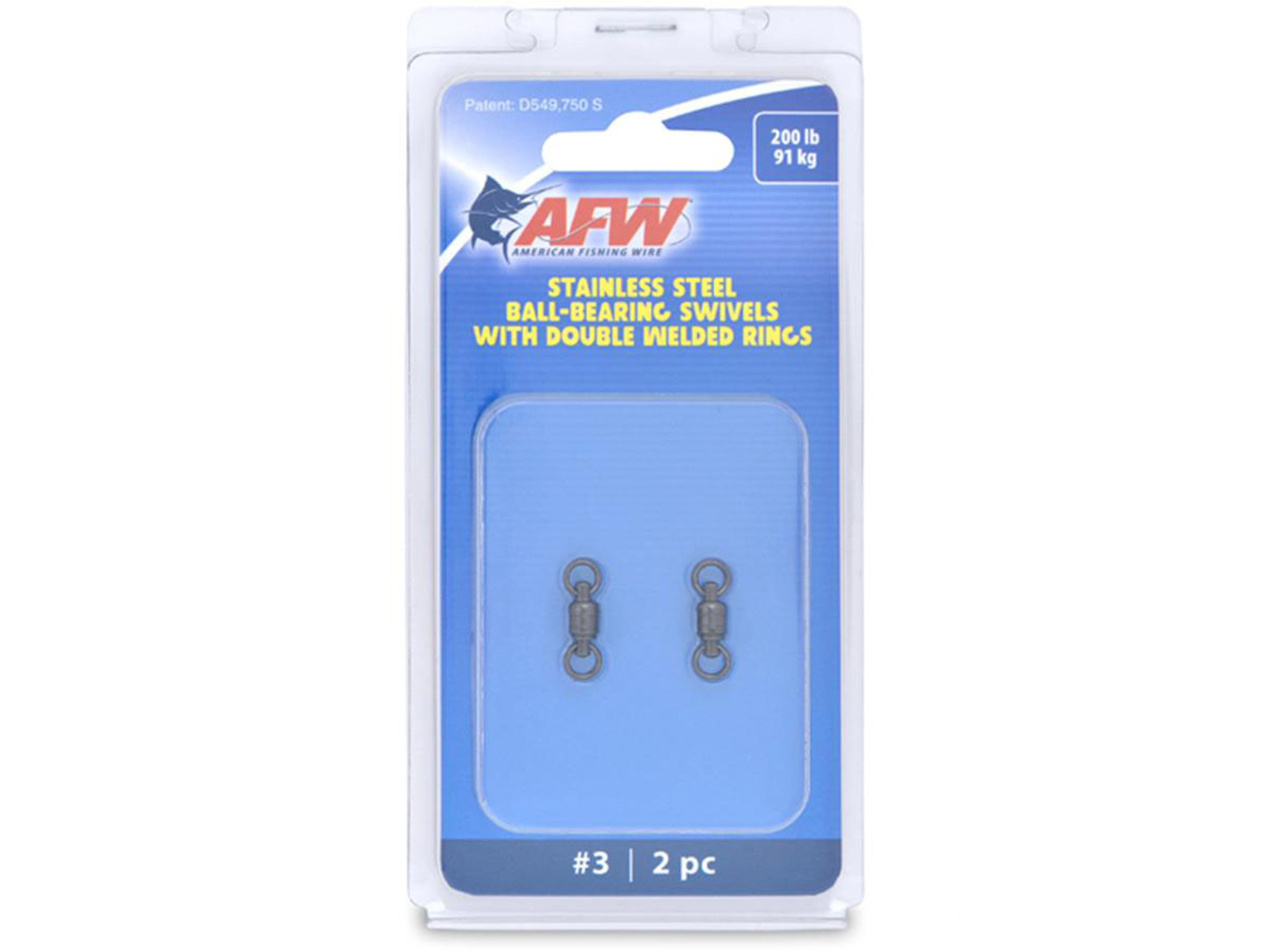 AFW Stainless Steel Ball-Bearing Fishing Swivels w/ Double Welded Rings (Size: #3 / 200lb)