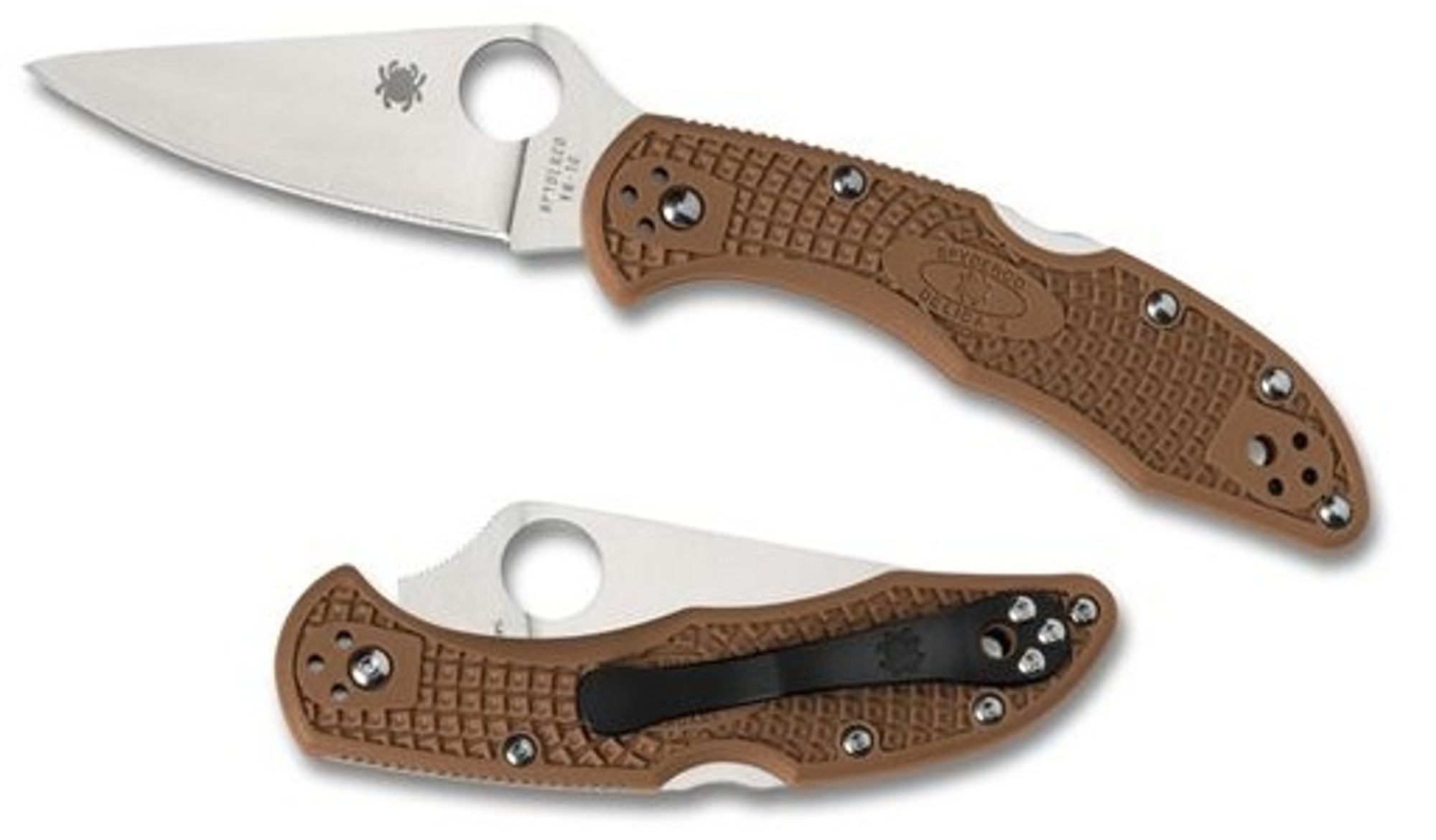 Spyderco Delica 4 Lightweight Brown FRN Flat Ground Plain Folder