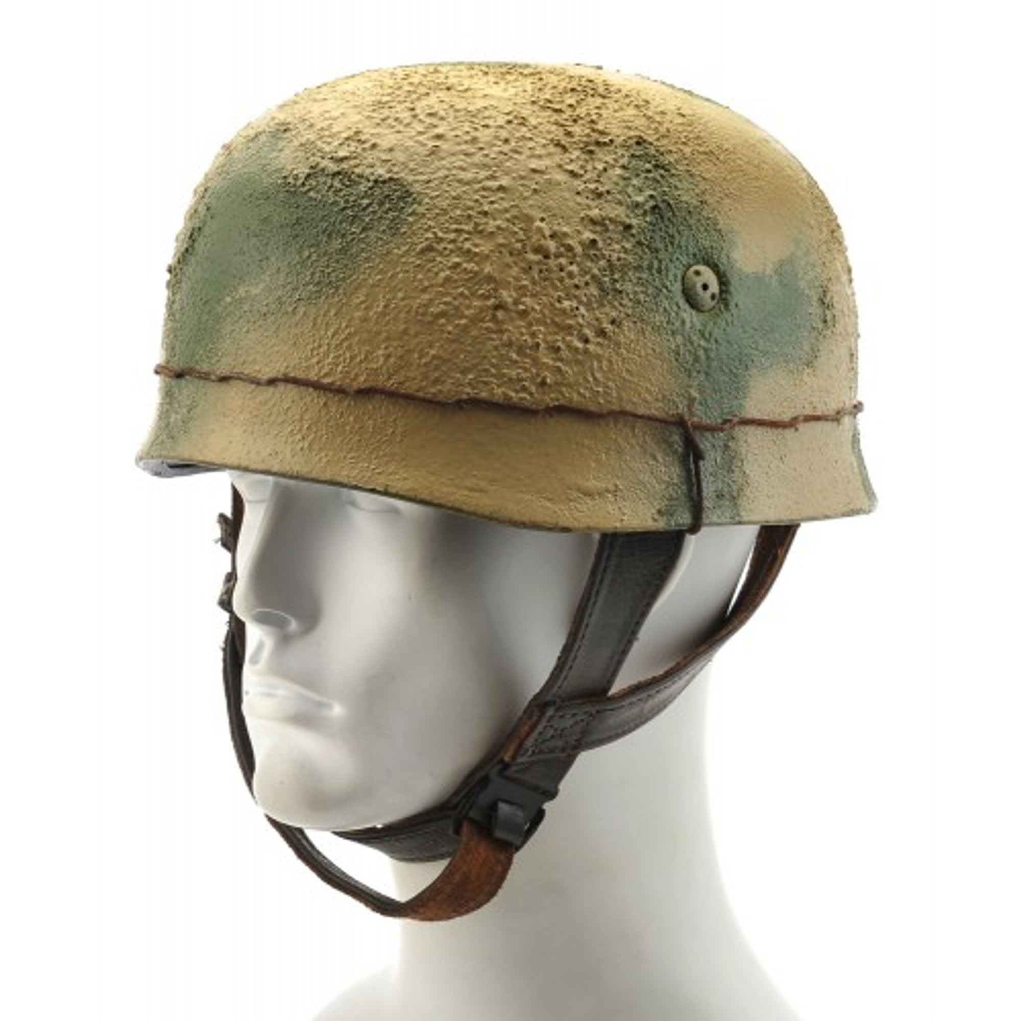 German WW2 Paratrooper M38 Fallschirmjager Helmet Green Tan Camouflage w/Texture & Wire