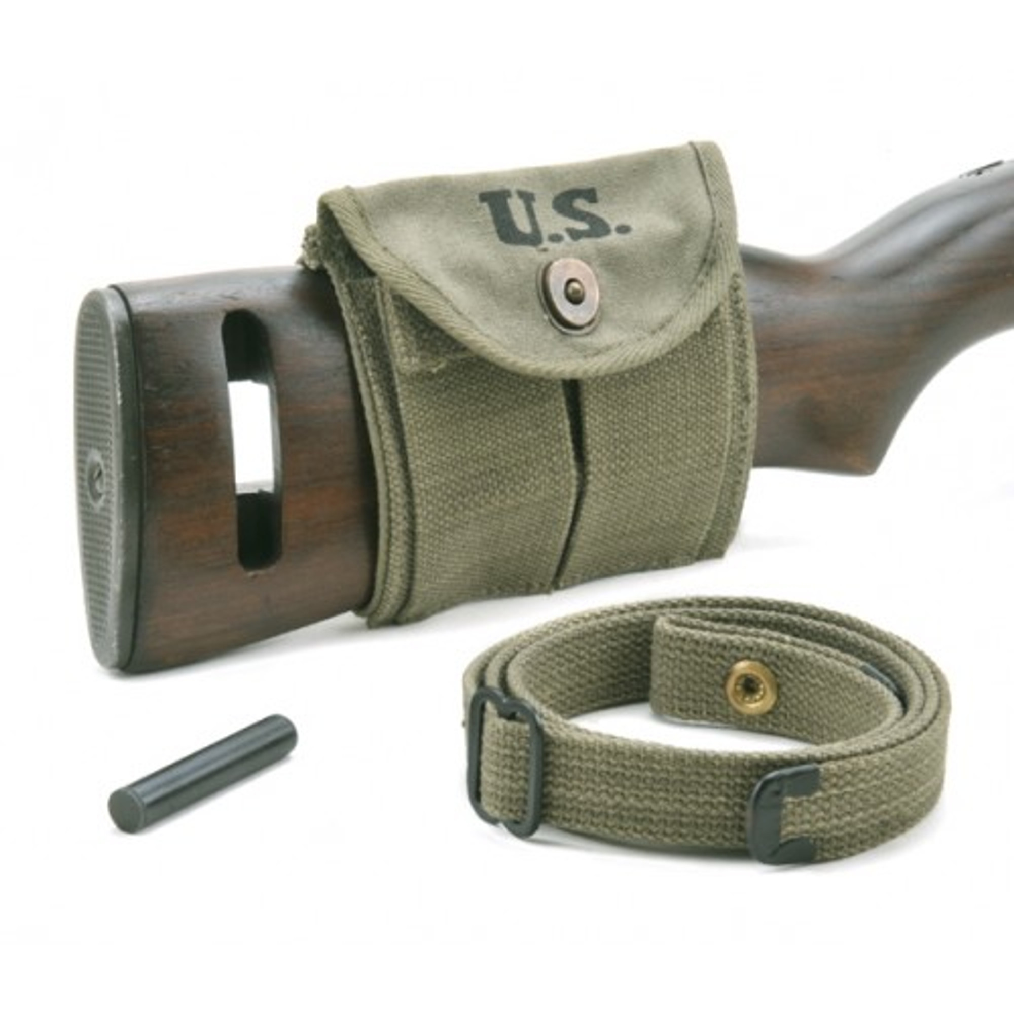 U.S. Armed Forces GI WW2 Dated .30 M1 Carbine Sling, Oiler, & Buttstock Pouch Marked JT&L 1944 - OD