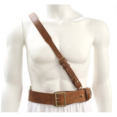 Sam Browne Belt w/Shoulder Strap Brown Leather WW1 - 38"- 42"