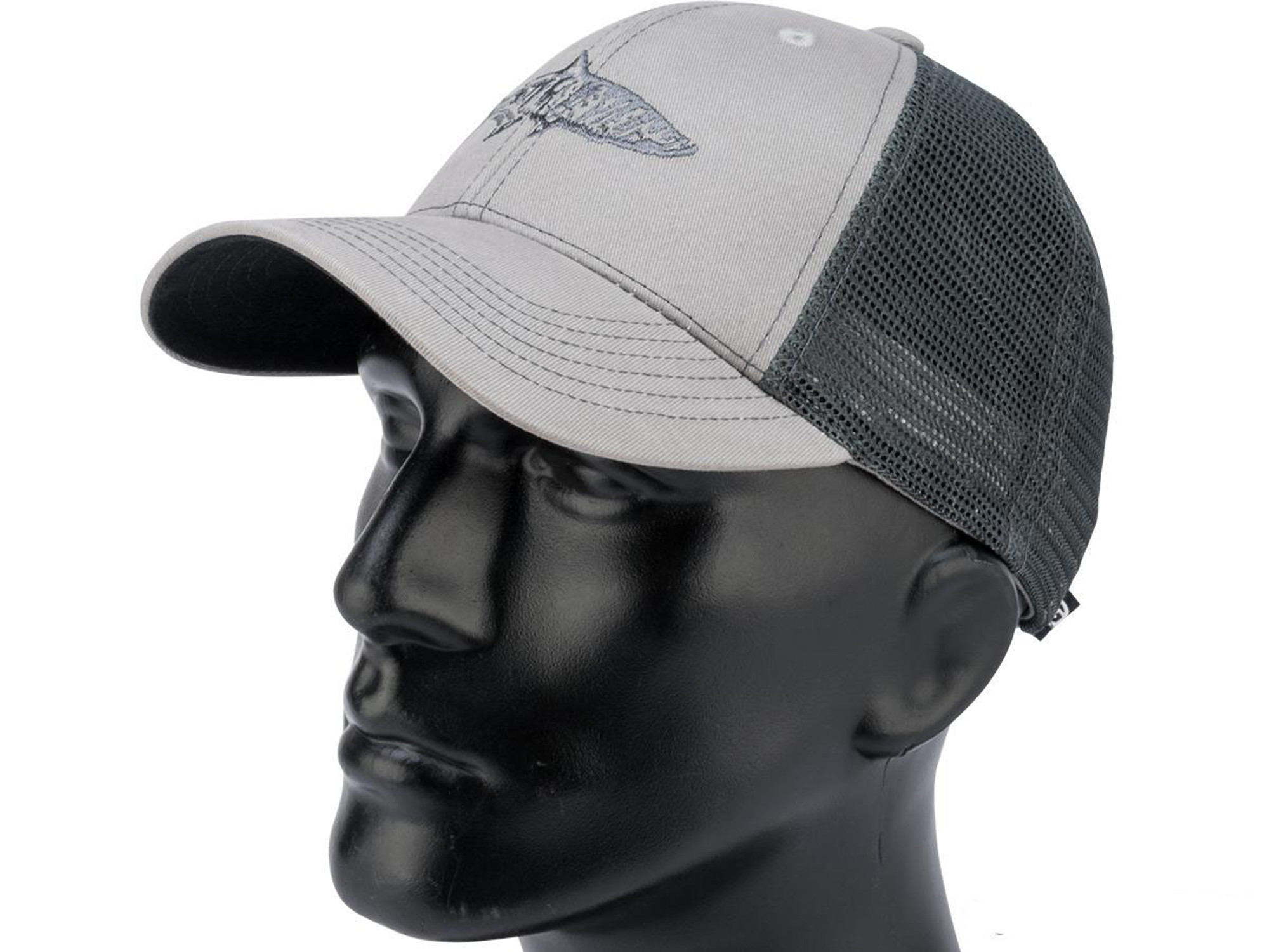 Flying Fisherman Tarpon Trucker Hat w/ Embroidered Logo (Color: Gray / Charcoal)