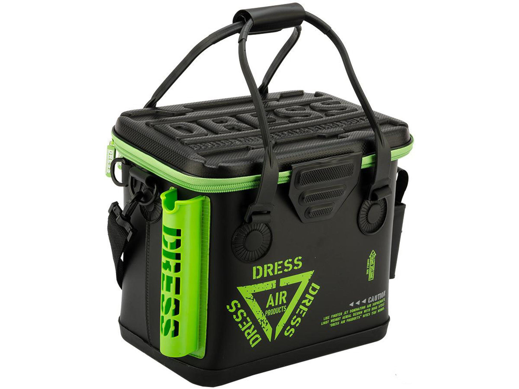 DRESS Bakkan Mini +PLUS Tackle Bag w/ Built-in Rod Holder (Color: Black & Lime Green)