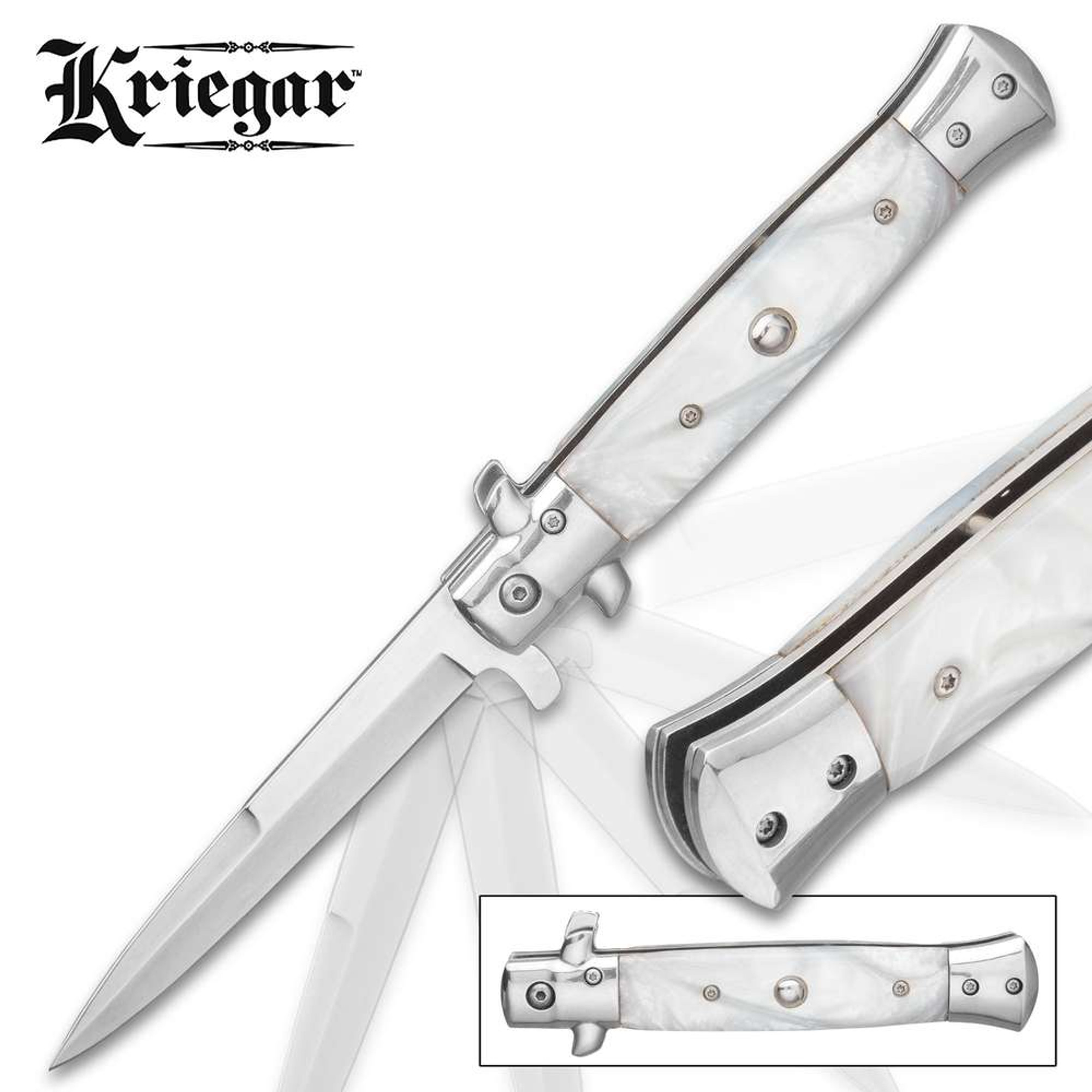 Kriegar German White Pearl Stiletto Knife