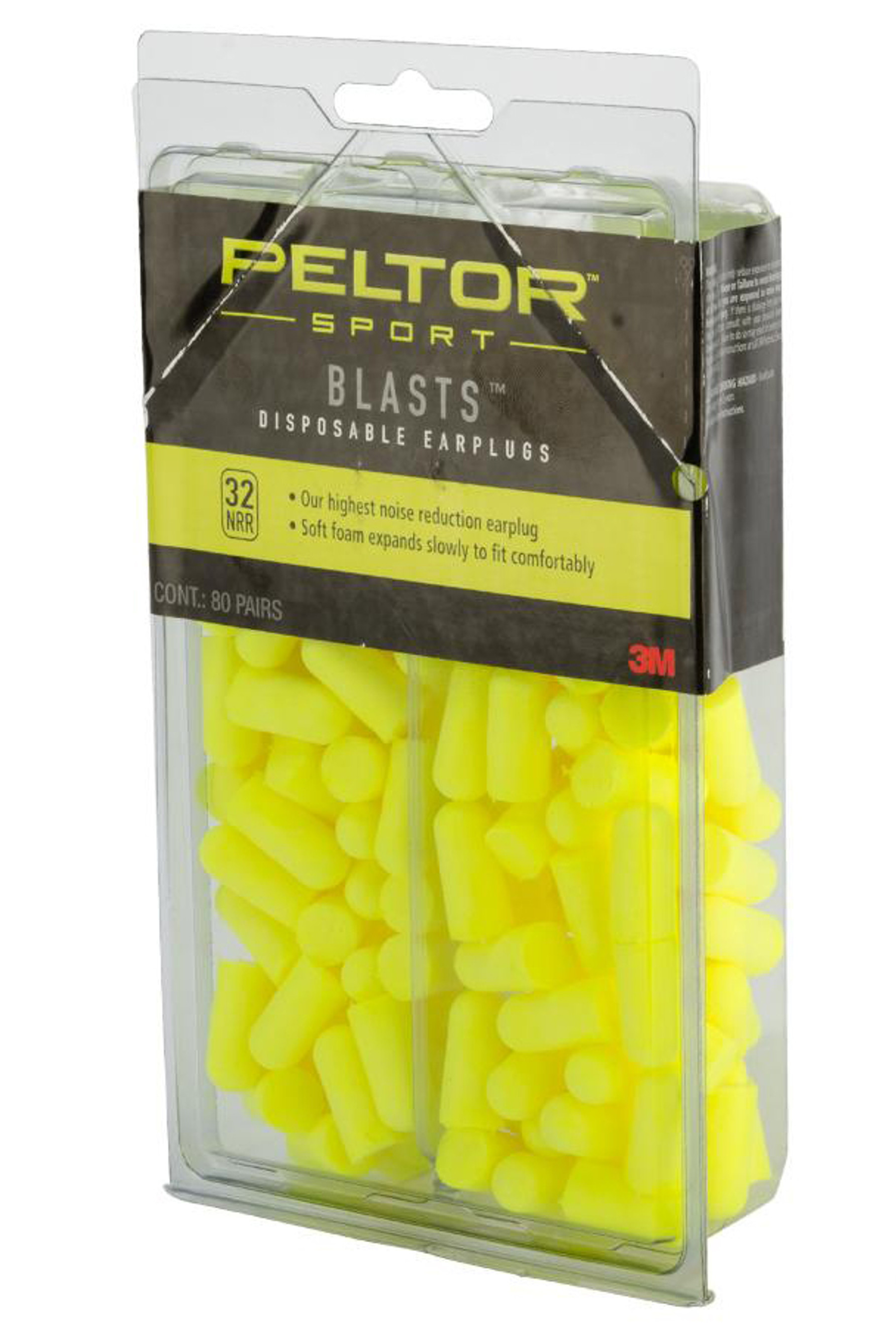 Peltor Sport Blasts Disposable Ear Plugs (Type: 80 Pairs / Yellow)