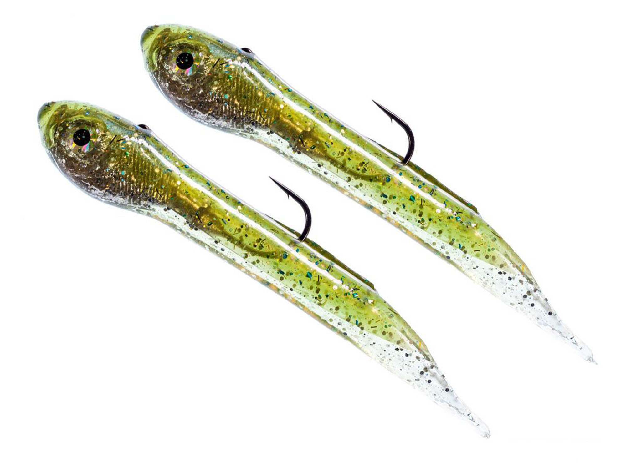 Hook Up Baits Handcrafted Soft Fishing Jigs - Sardine Green Silver / 4" / 1 oz