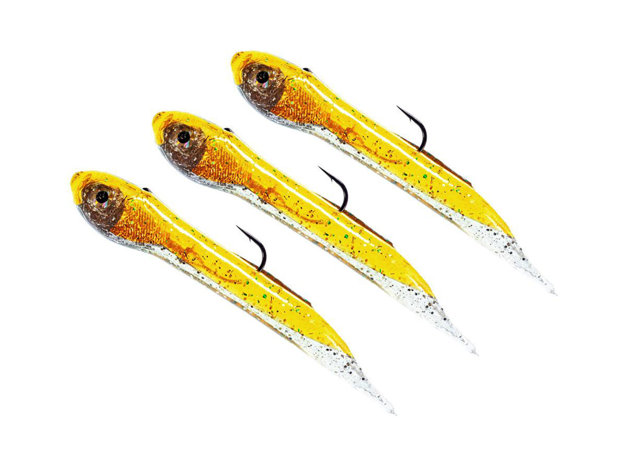 Hook Up Baits Handcrafted Soft Fishing Jigs - Yellow White / 2" / 1/16 oz