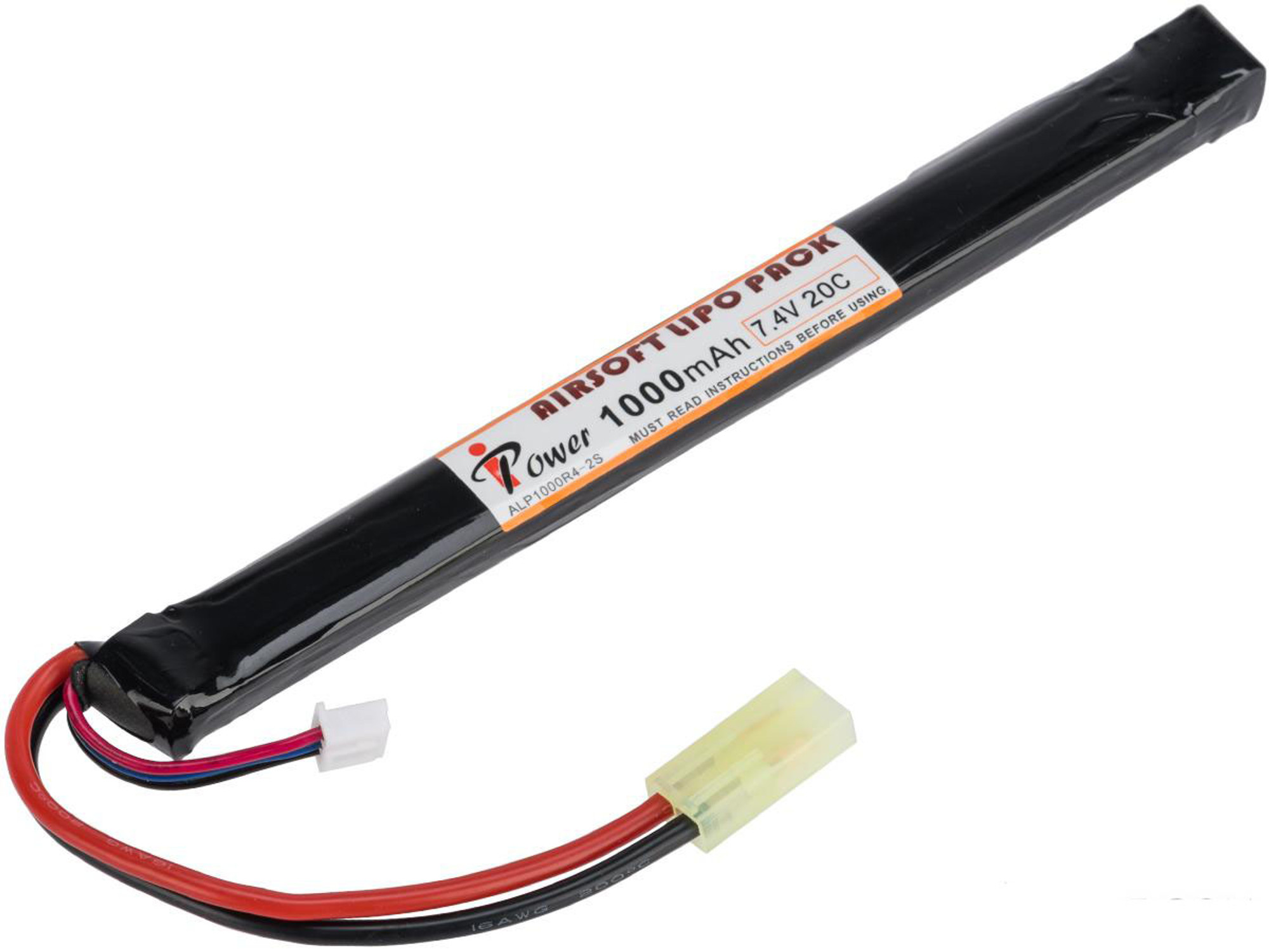 Intellect iPower 7.4v 1000mAh 20c Airsoft Buffer Tube LiPo Battery Pack (Configuration: Small Tamiya)