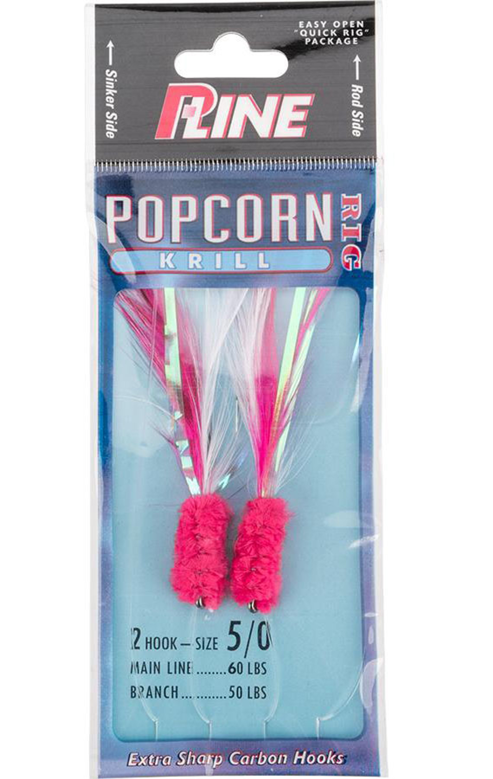 P-Line Popcorn Krill 2 Hook Fishing Rig (Color: Pink-White / 5/0)