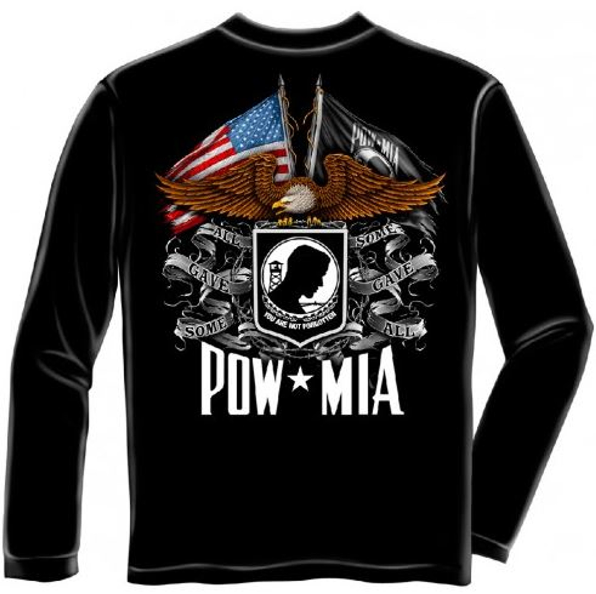 US Veteran "POW-MIA Eagle With Two Flags" Long Sleeve T-Shirt