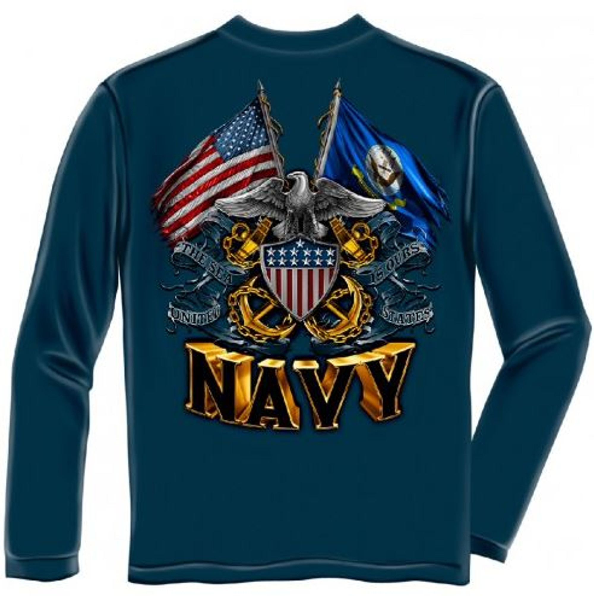 US Navy "Eagle With Double Flags" Long Sleeve T-Shirt