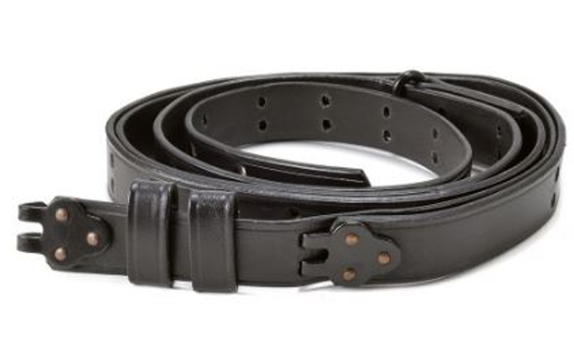 Black Leather Military Style Rifle Sling 1" wide