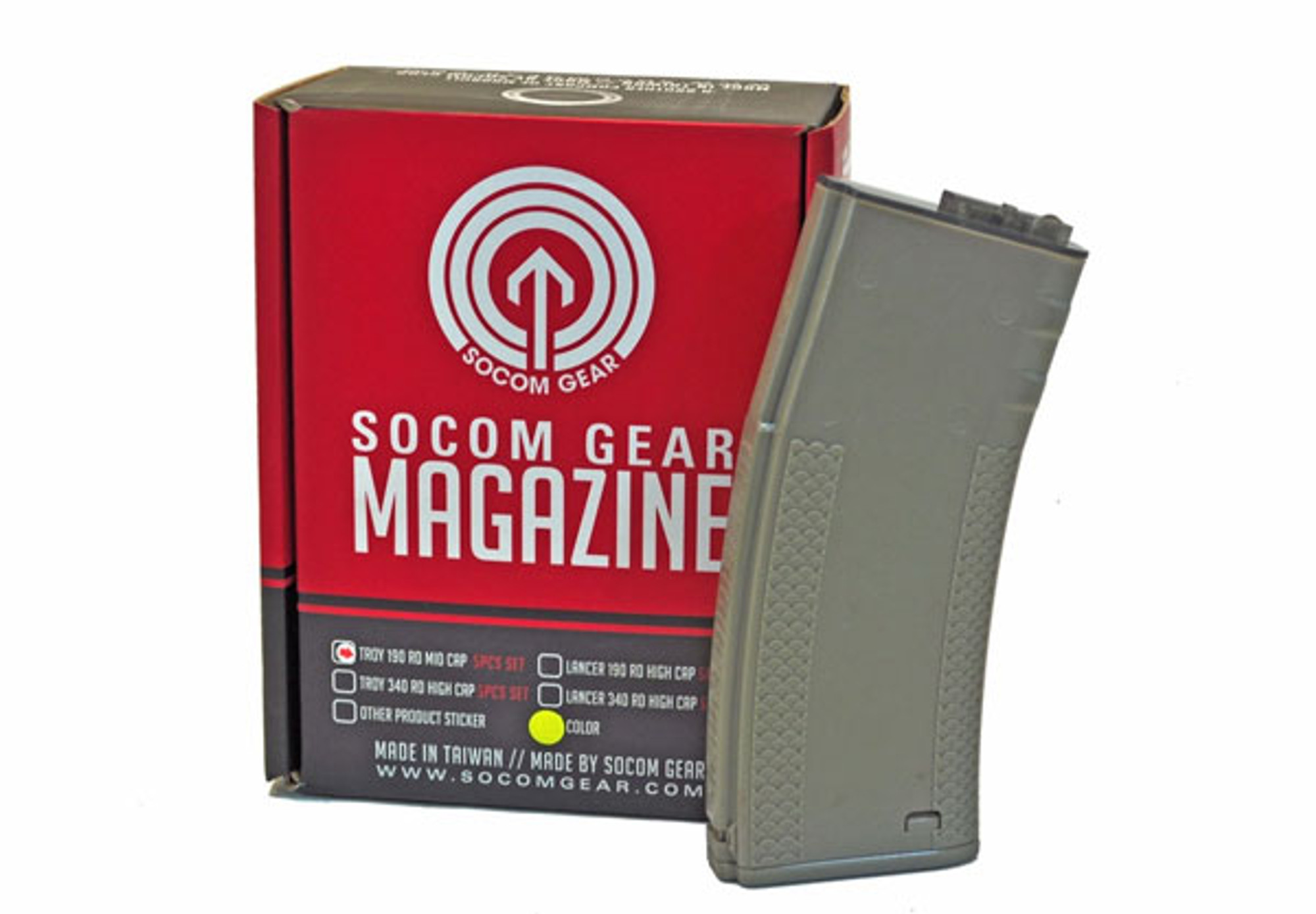 SOCOM Gear Troy M4 Mag 190rds Midcap - Dark Earth - 5 Pack