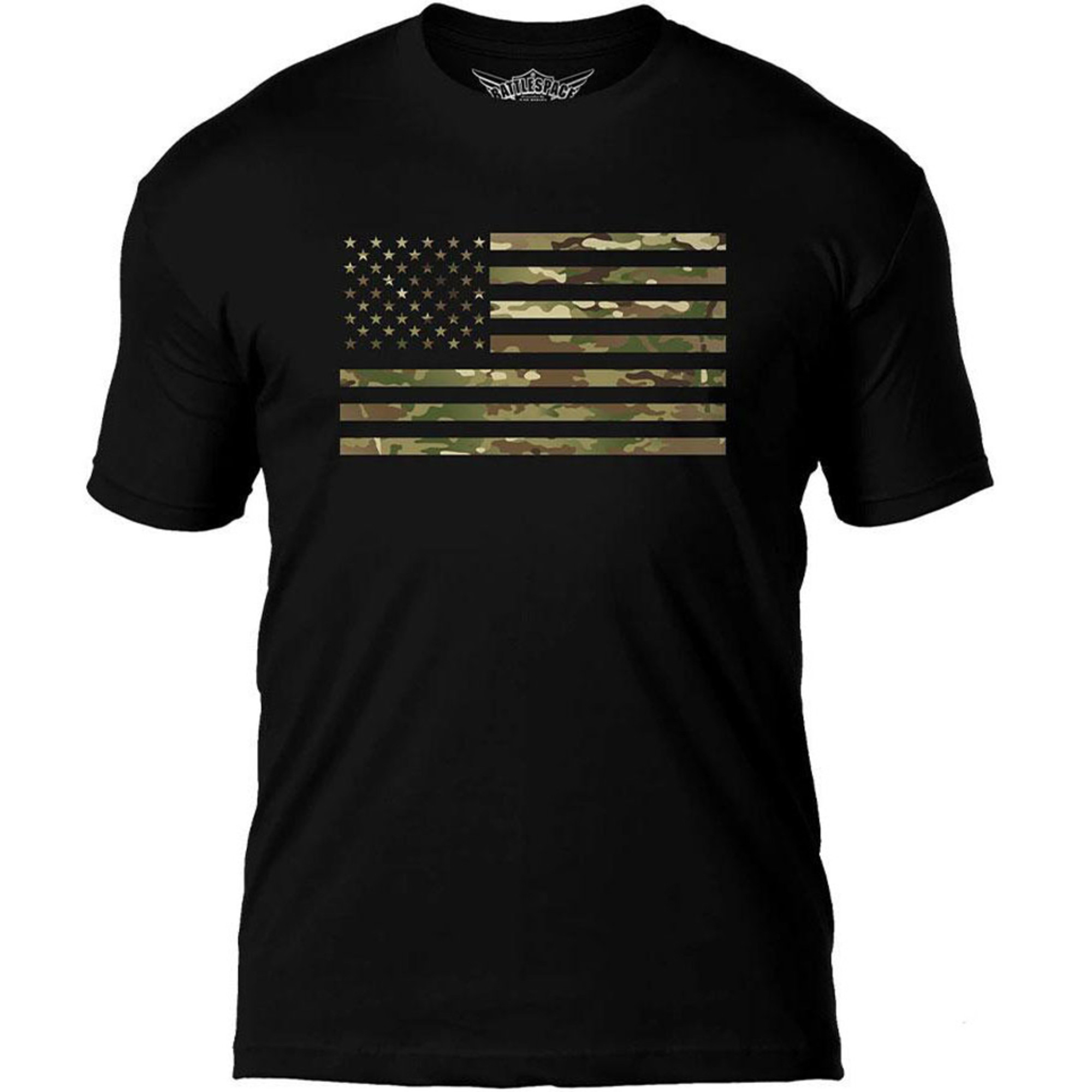 7.62 Designs "Flag Battlespace" Premium Men's Patriotic T-Shirt (Size: Medium / Camo Print)
