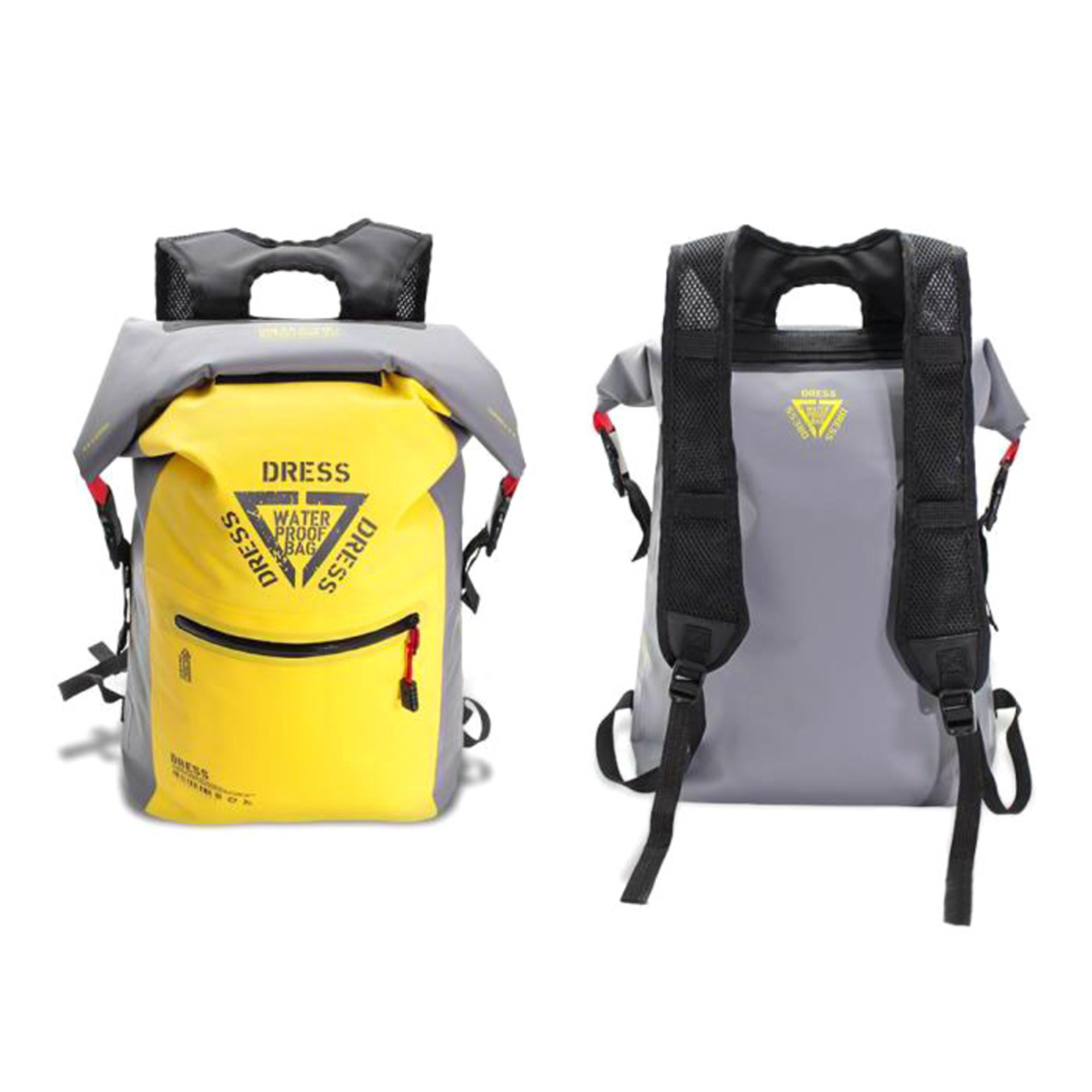 DRESS "AIR" 25L Waterproof Roll-top Backpack (Color: Yellow & Grey)