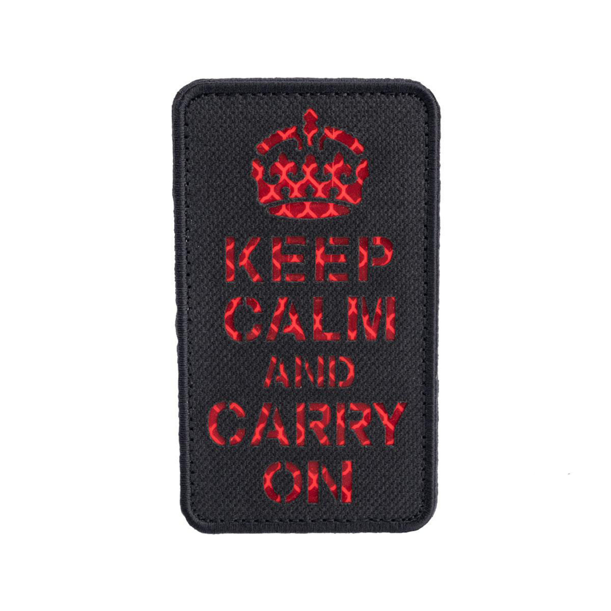 Matrix Reflective "Keep Calm" Morale Patch w/ Nylon Bordering (Color: Black / Red)