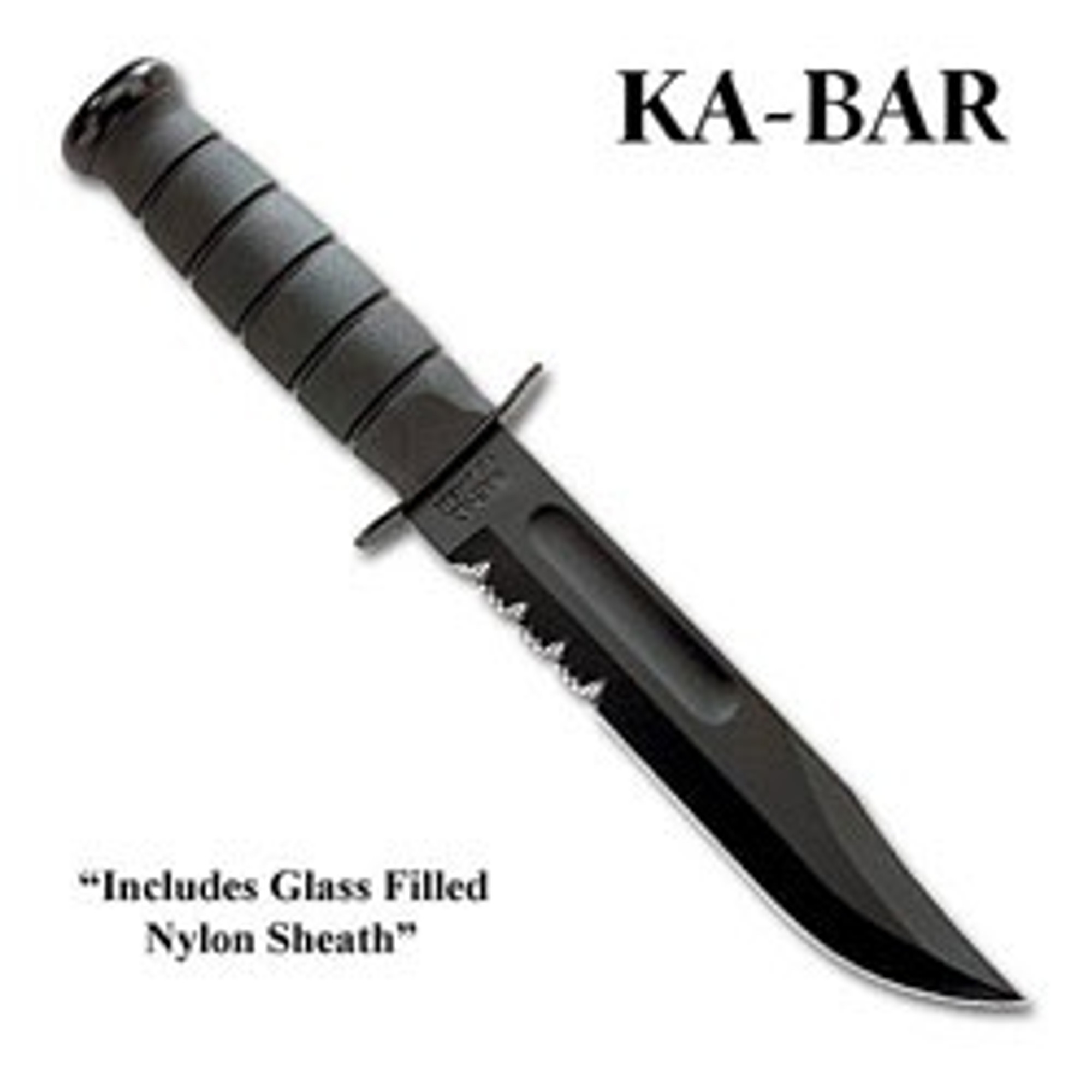 Kabar Classic Marine Knife Serrated Black & Sheath