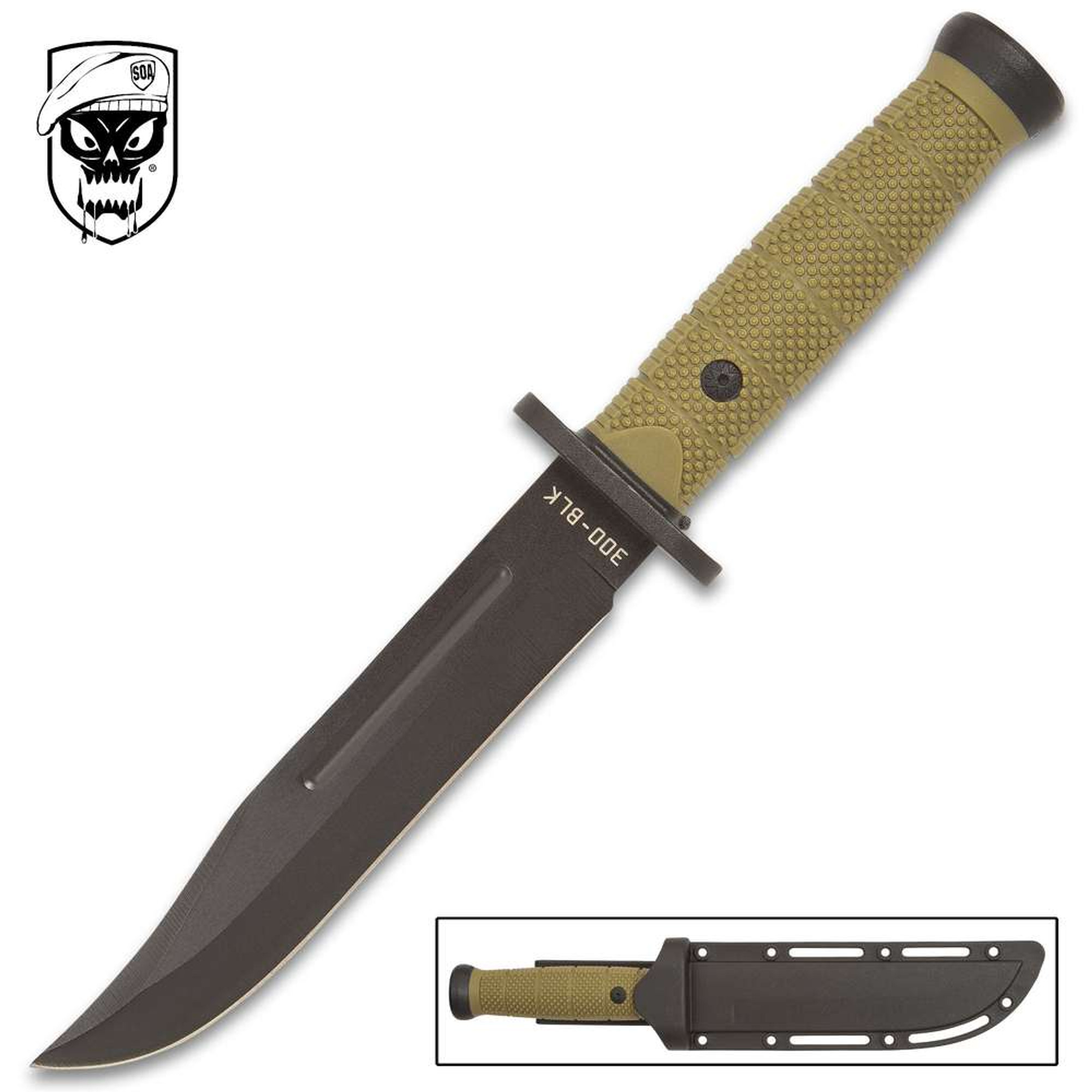 SOA OD Military Fixed Blade Knife And Sheath