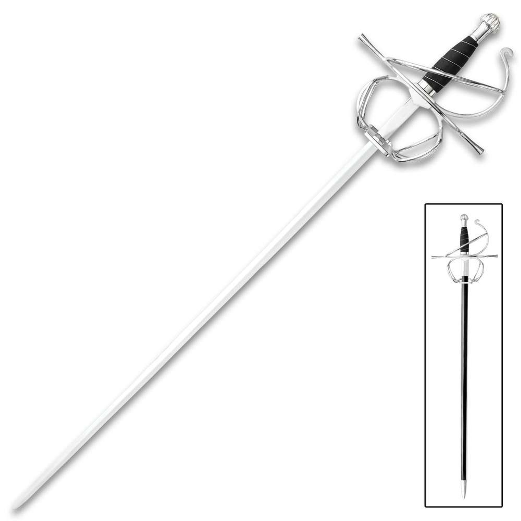 Rapier With Black Grip And Scabbard