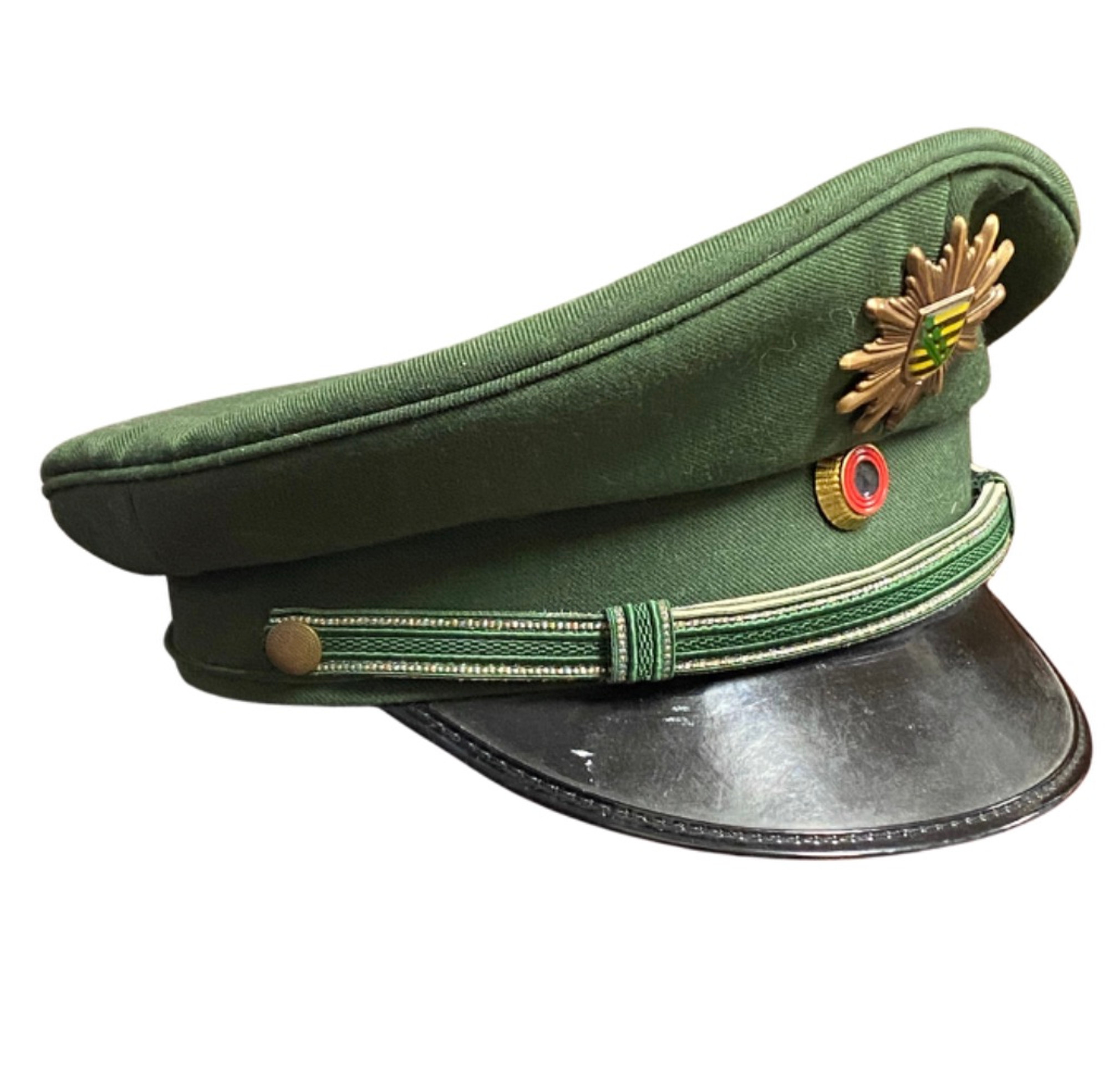 Vintage German Green Police Visor Cap - Saxon