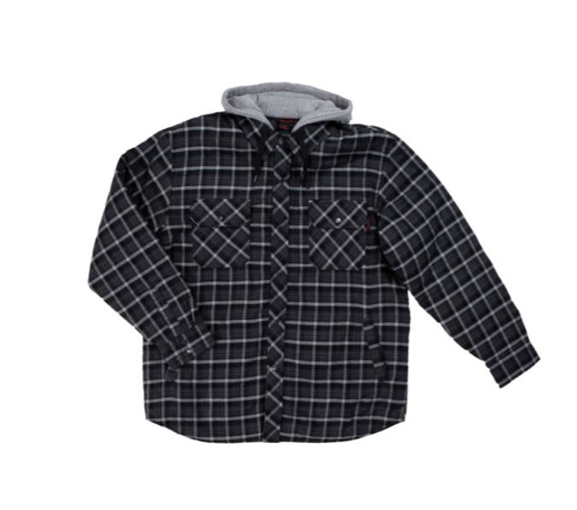 Fooler Front Quilt Lined Flannel Hooded Shirt (Charcoal Plaid) - 2 Pack