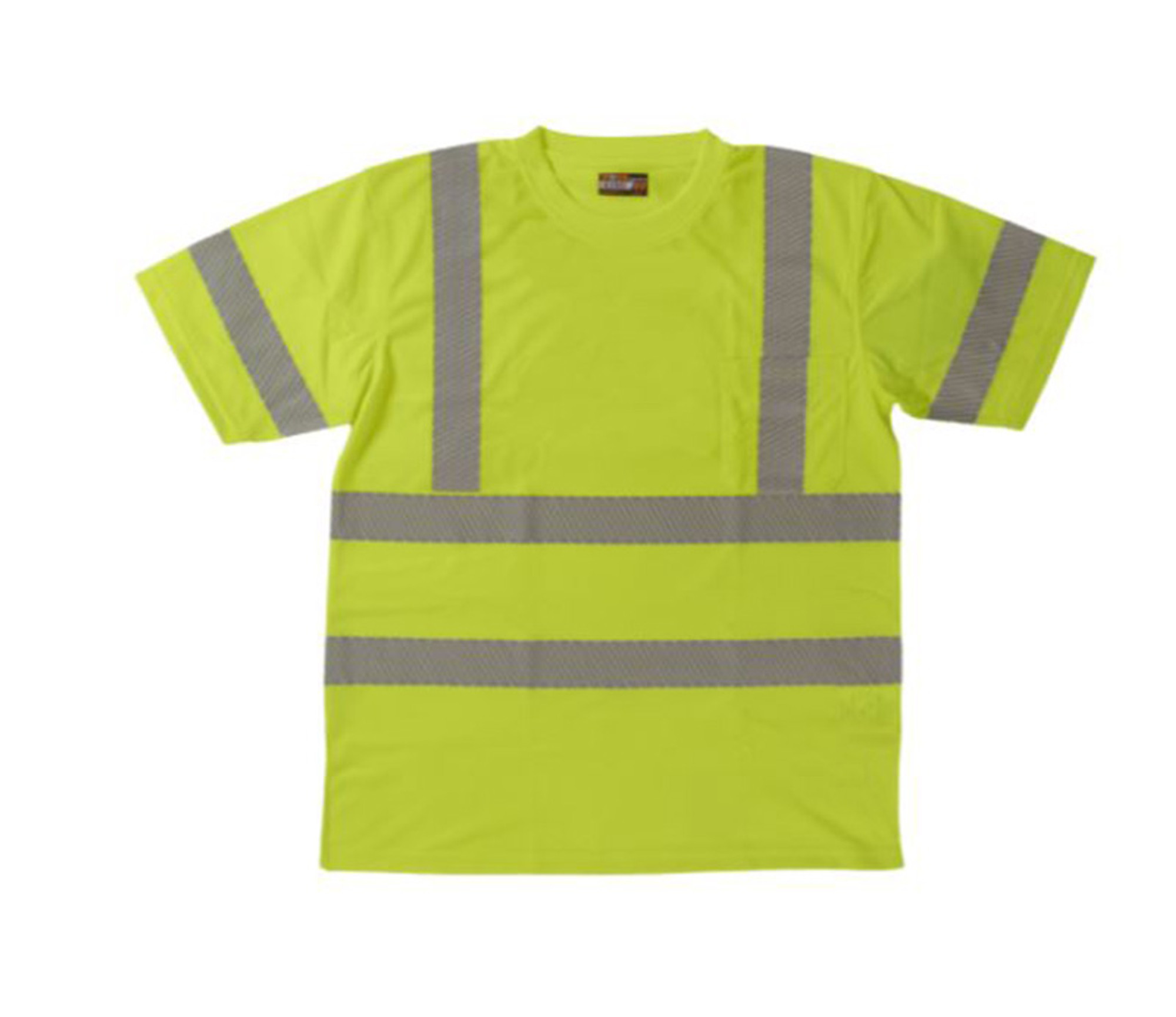 S/S Safety T-Shirt with Segmented Stripes (Fluorescent Green) - 4 Pack