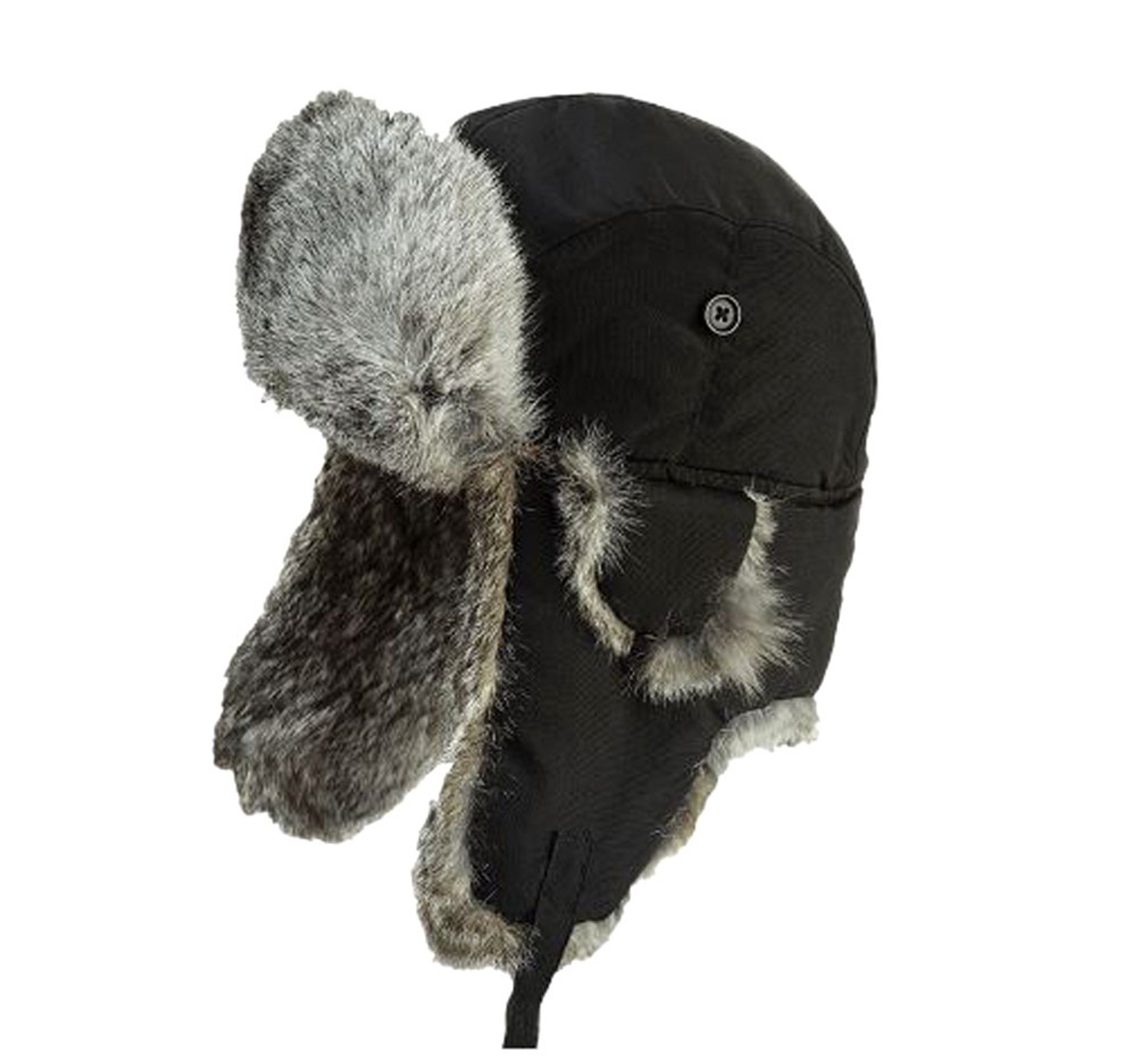 Aviator Hat with Rabbit Fur (Black) - 3 Pack