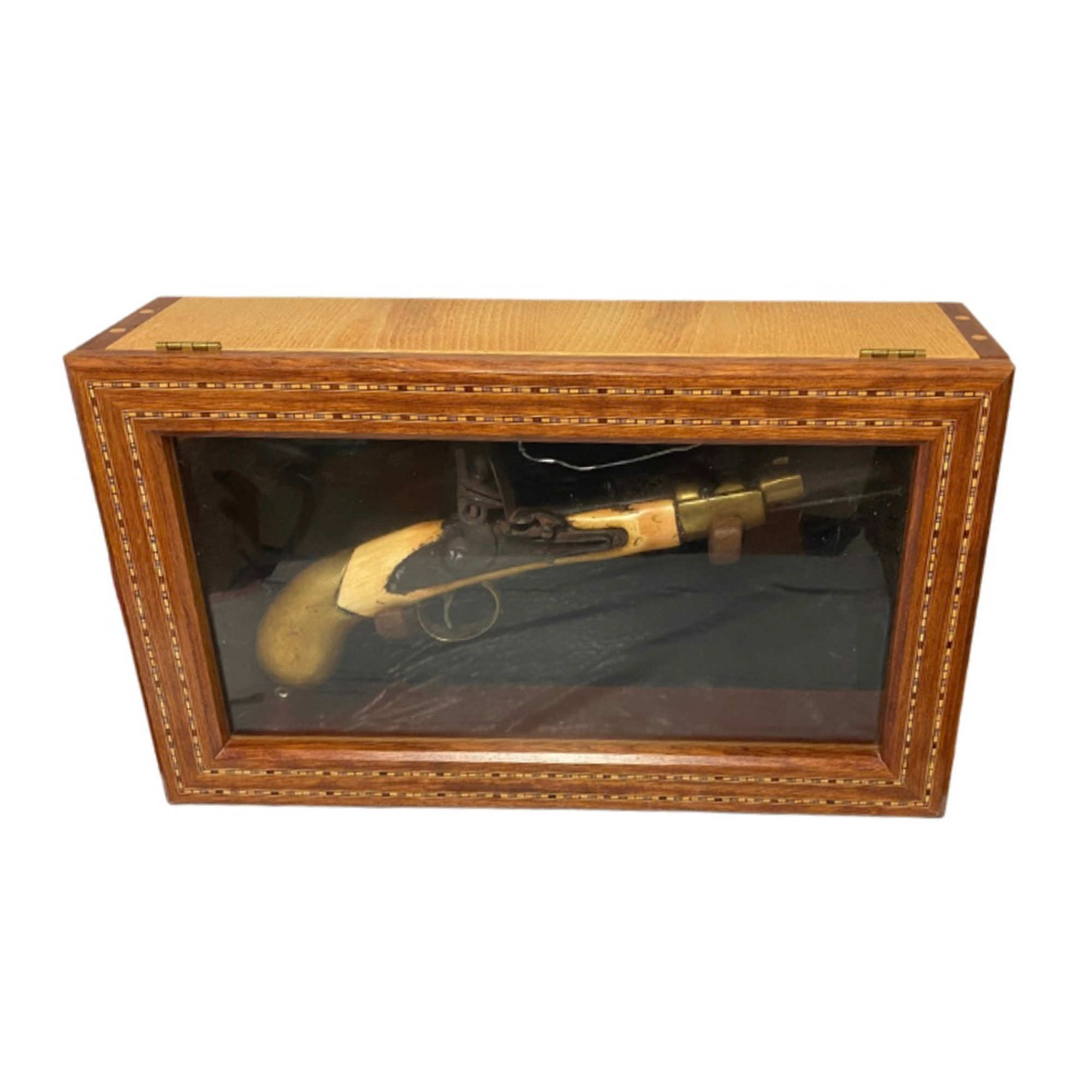 Replica Flintlock Pistol w/Display Case