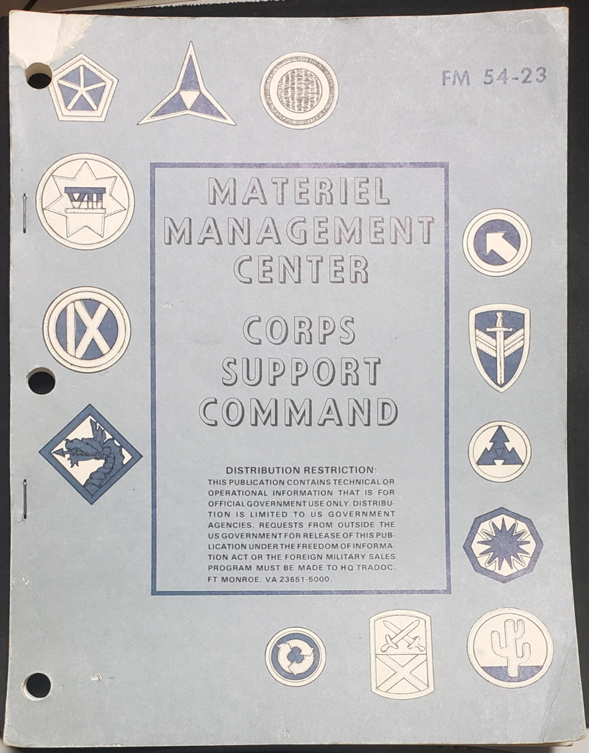 US Armed Forces Training Manual - Materiel Management Center FM