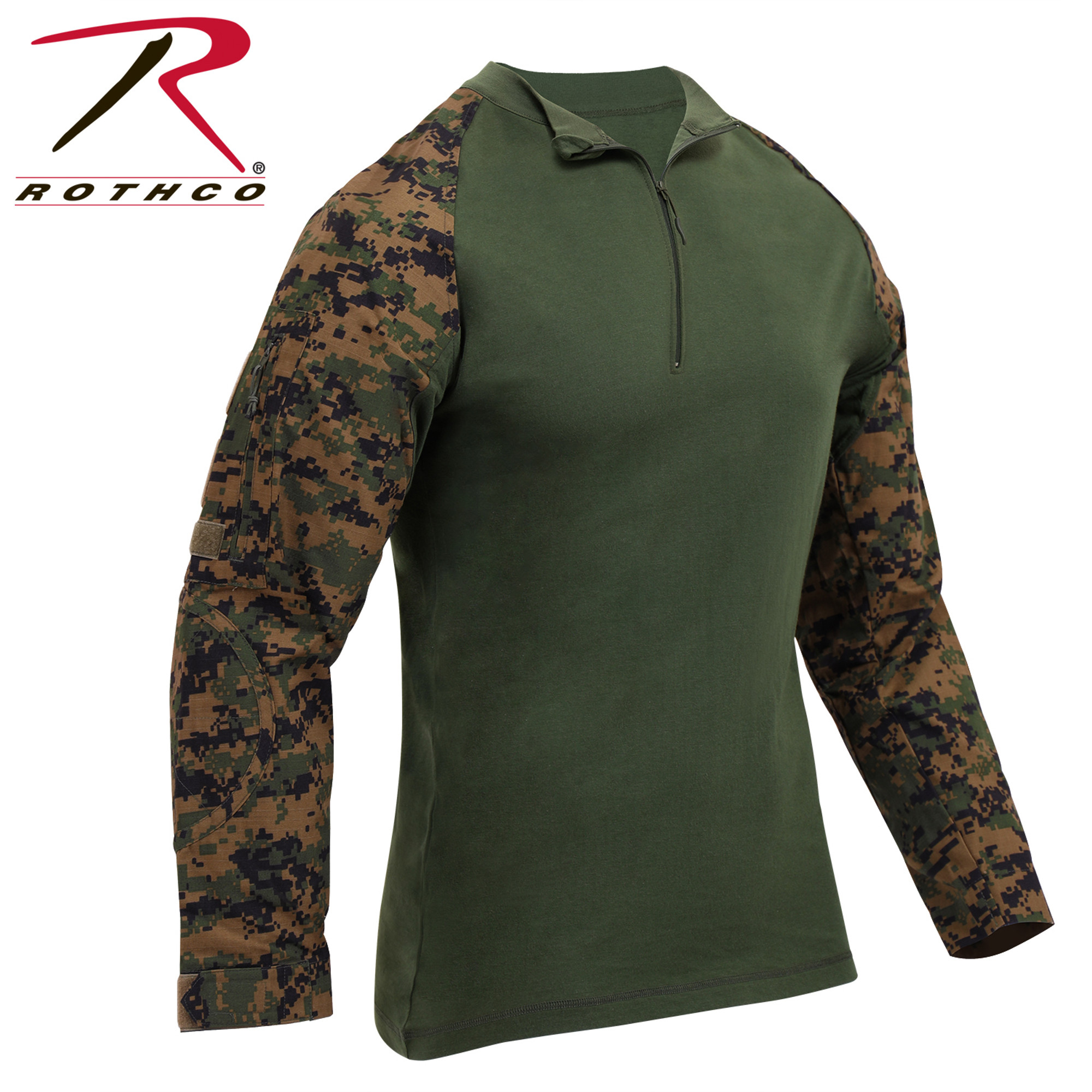 Rothco 1/4 Zip Tactical Airsoft Combat Shirt - Woodland Digital Camo