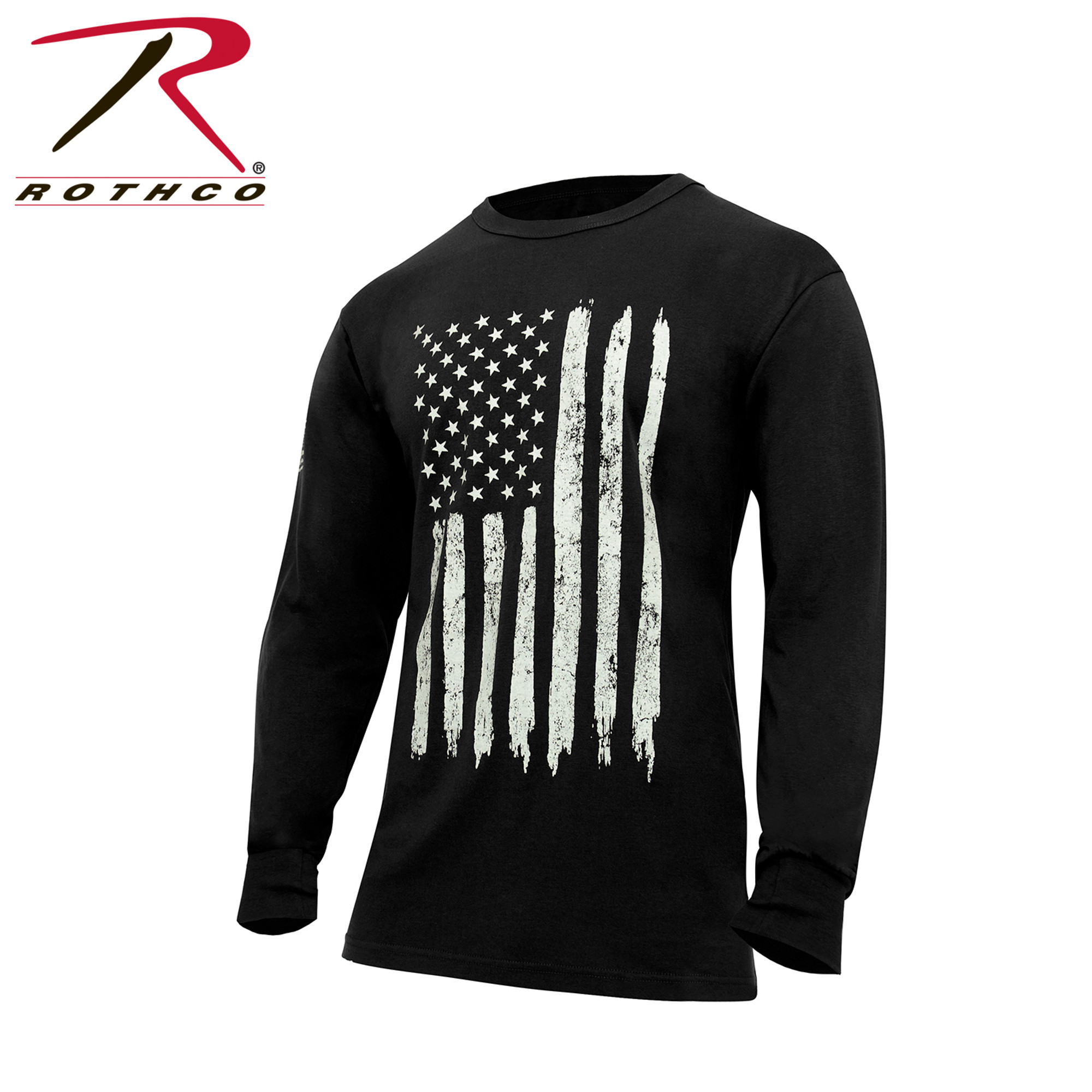 Rothco US Flag Long Sleeve T-Shirt - Black