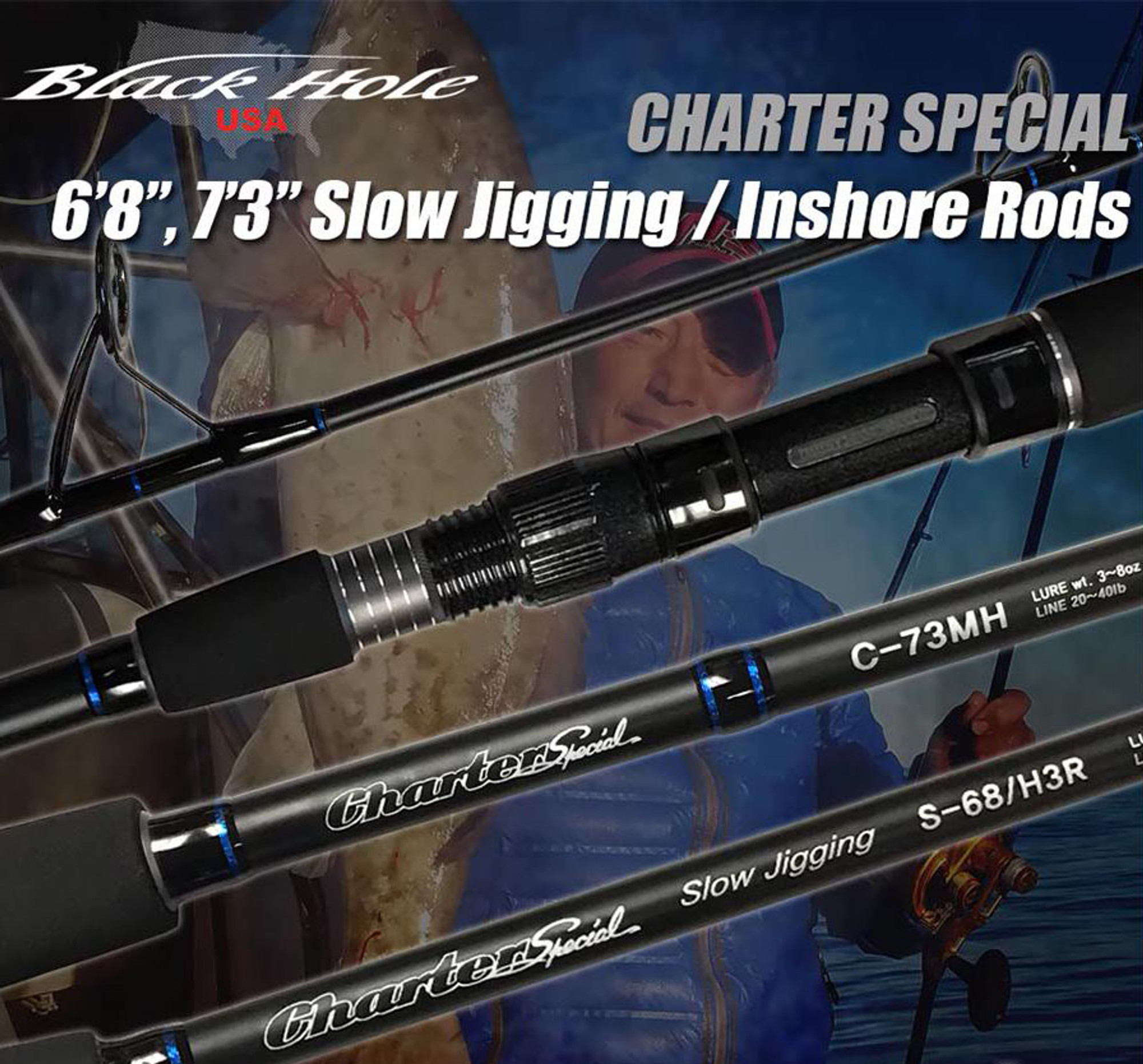 Black Hole Charter Special Inshore & Slow Pitch Jigging Rod (Model:  C-68/H3R) - Hero Outdoors