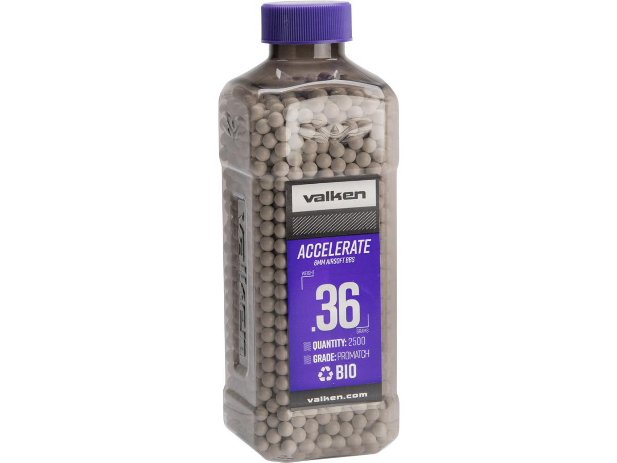 Accelerate Precision Biodegradable 6mm Airsoft BBs By Valken (Weight: 0.36g / 2500 Rounds / White)