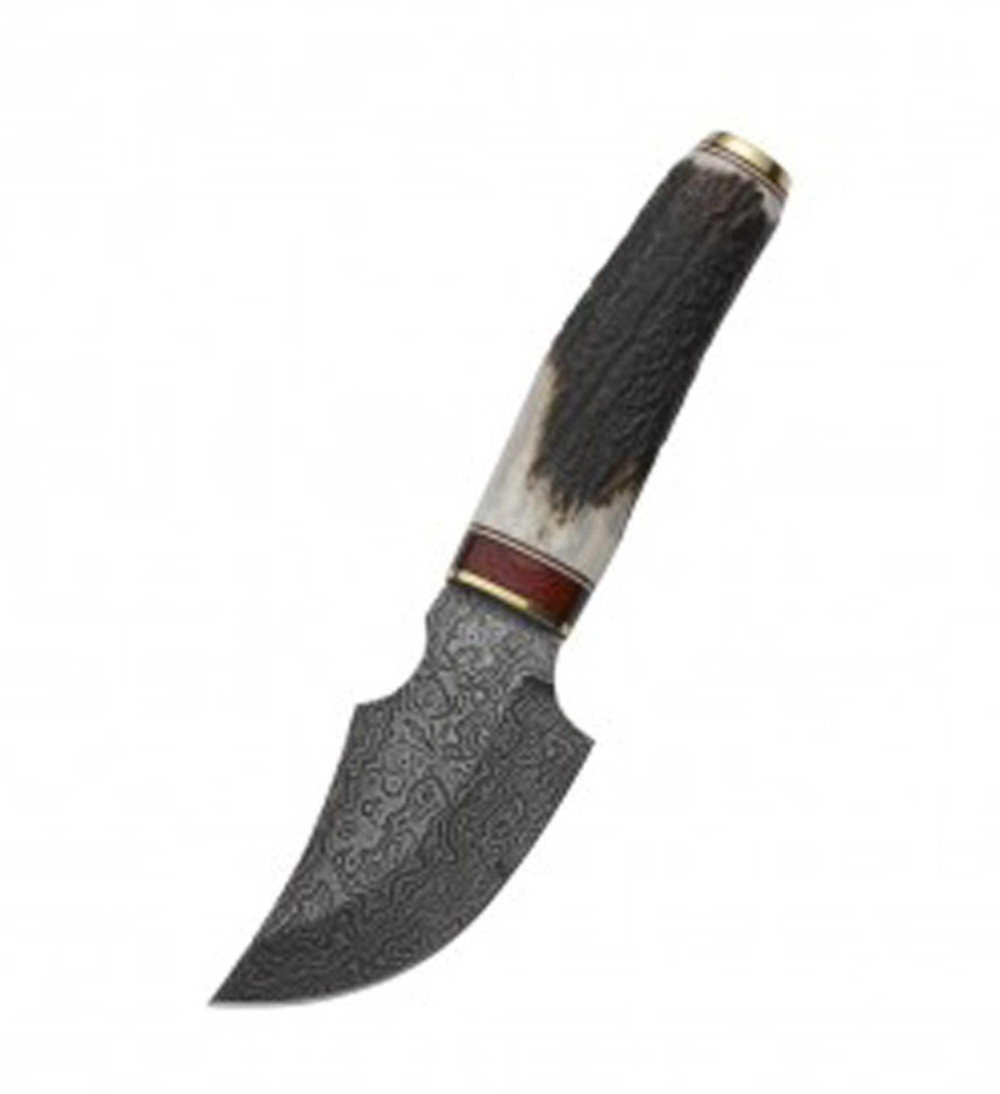 MUELA AFRICA-9DAM, Carbon Damascus, 3-1/2" Fixed Blade Hunting Knife, Deer Horn Handle