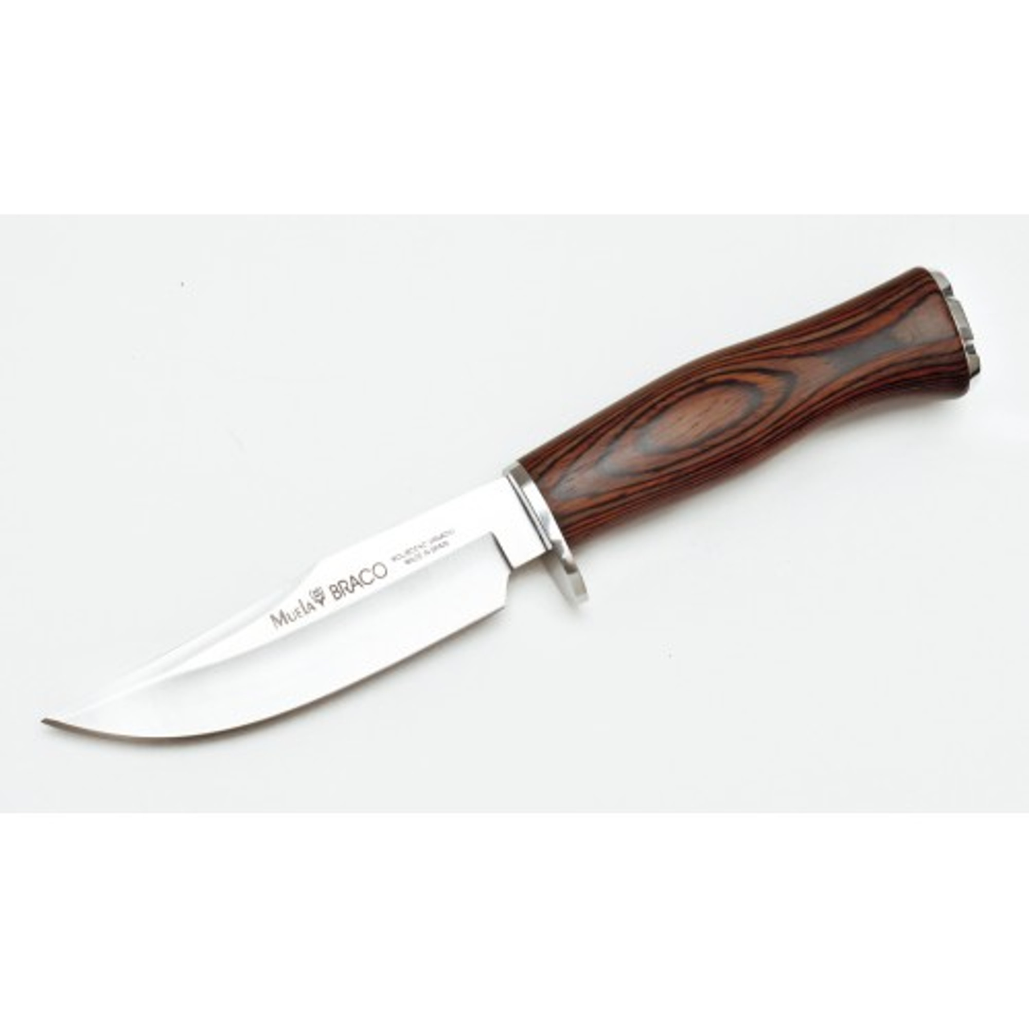 MUELA BRACO-11R, X50CrMoV15, 4-1/2" Fixed Blade Hunting Knife, Coral Pakkawood Handle