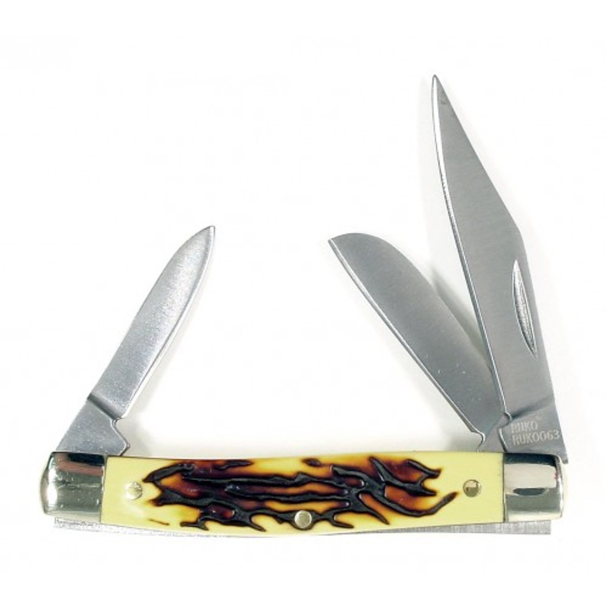 RUKO RUK0063, 440A, 2-3/4" Folding Blade Pocket Knife, Simulated Deer Horn Handle