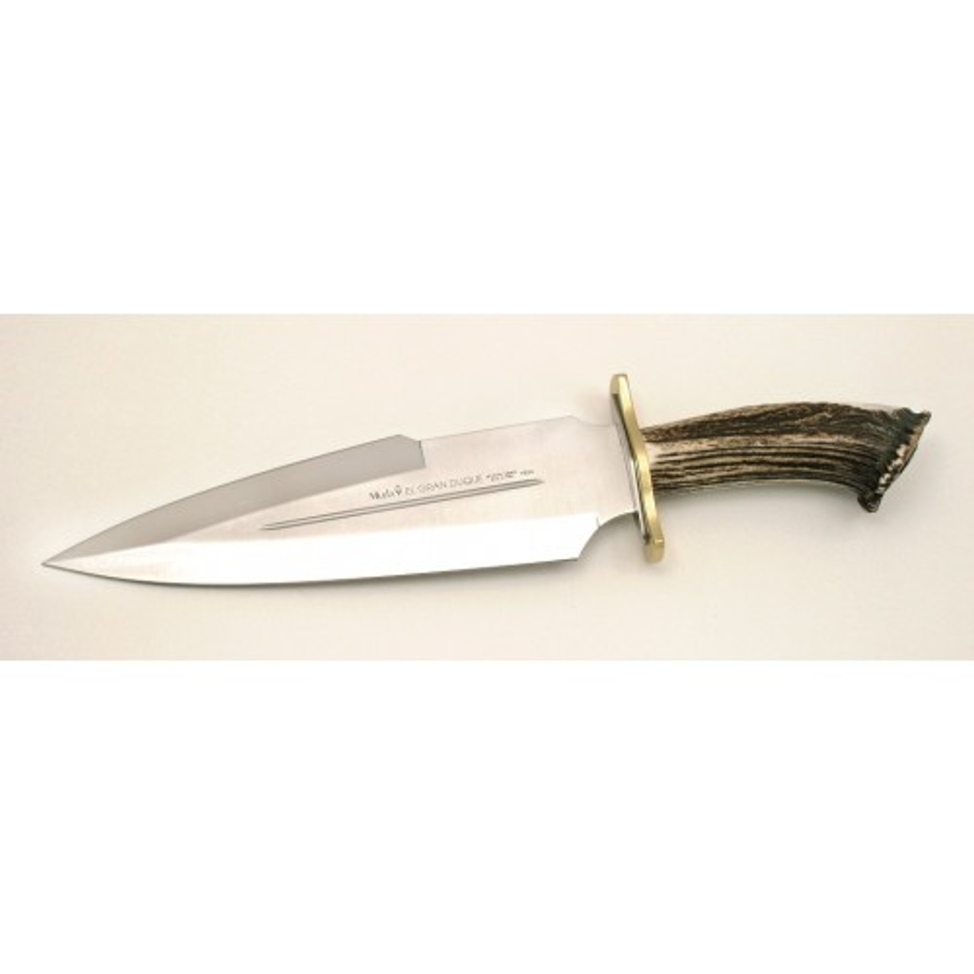 MUELA DUQUE-25S, X50CrMoV15, 10" Fixed Blade Hunting Knife, Crown Deer Horn Handle
