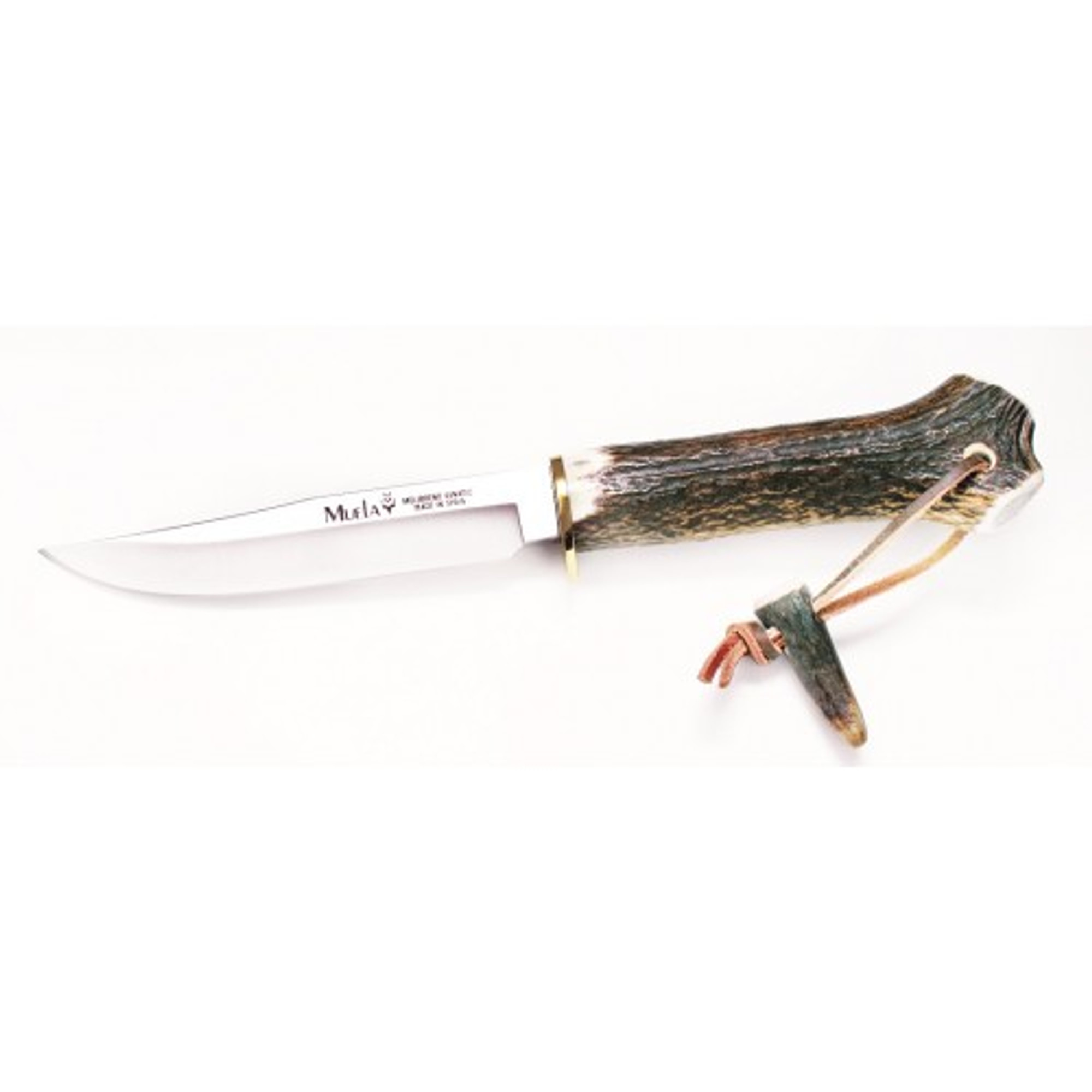 MUELA GRED-13H, X50CrMoV15, 5" Fixed Blade Hunting Knife, Deer Horn Handle