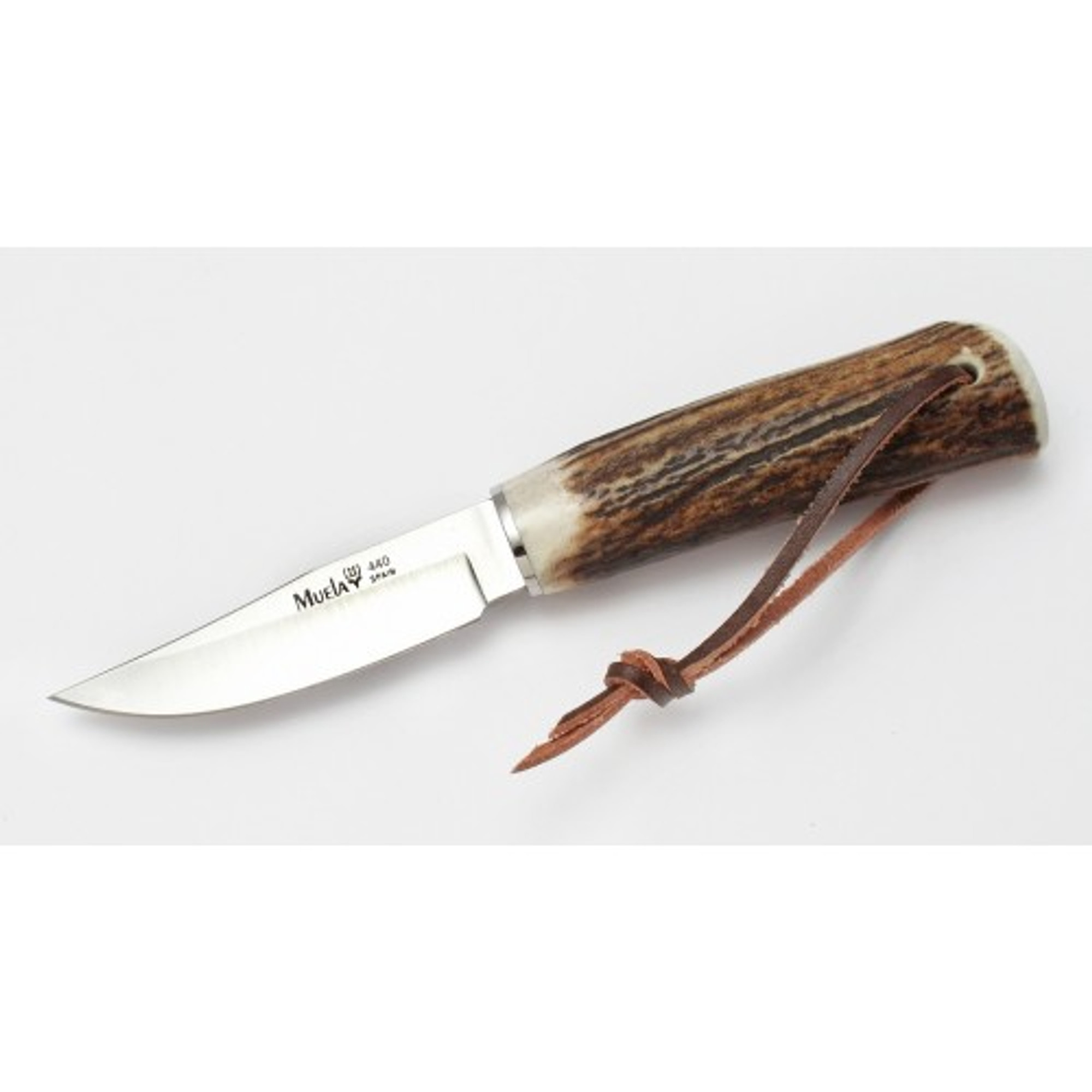 MUELA MN-8A, X50CrMoV15, 3-1/8" Fixed Blade Hunting Knife, Deer Horn Handle