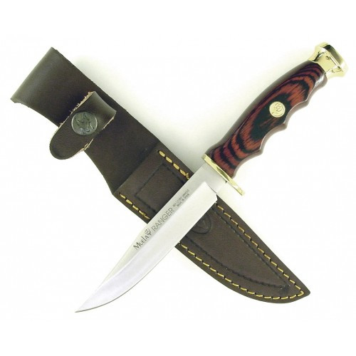 MUELA RANGER-12, X50CrMoV15, 4-3/4" Fixed Blade Hunting Knife, Coral Pakkawood Handle