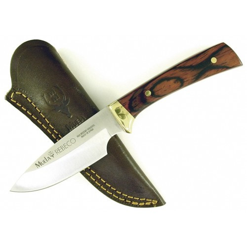 MUELA REBECO-9R, X50CrMoV15, 3-1/2" Fixed Blade Hunting Knife, Coral Pakkawood Handle