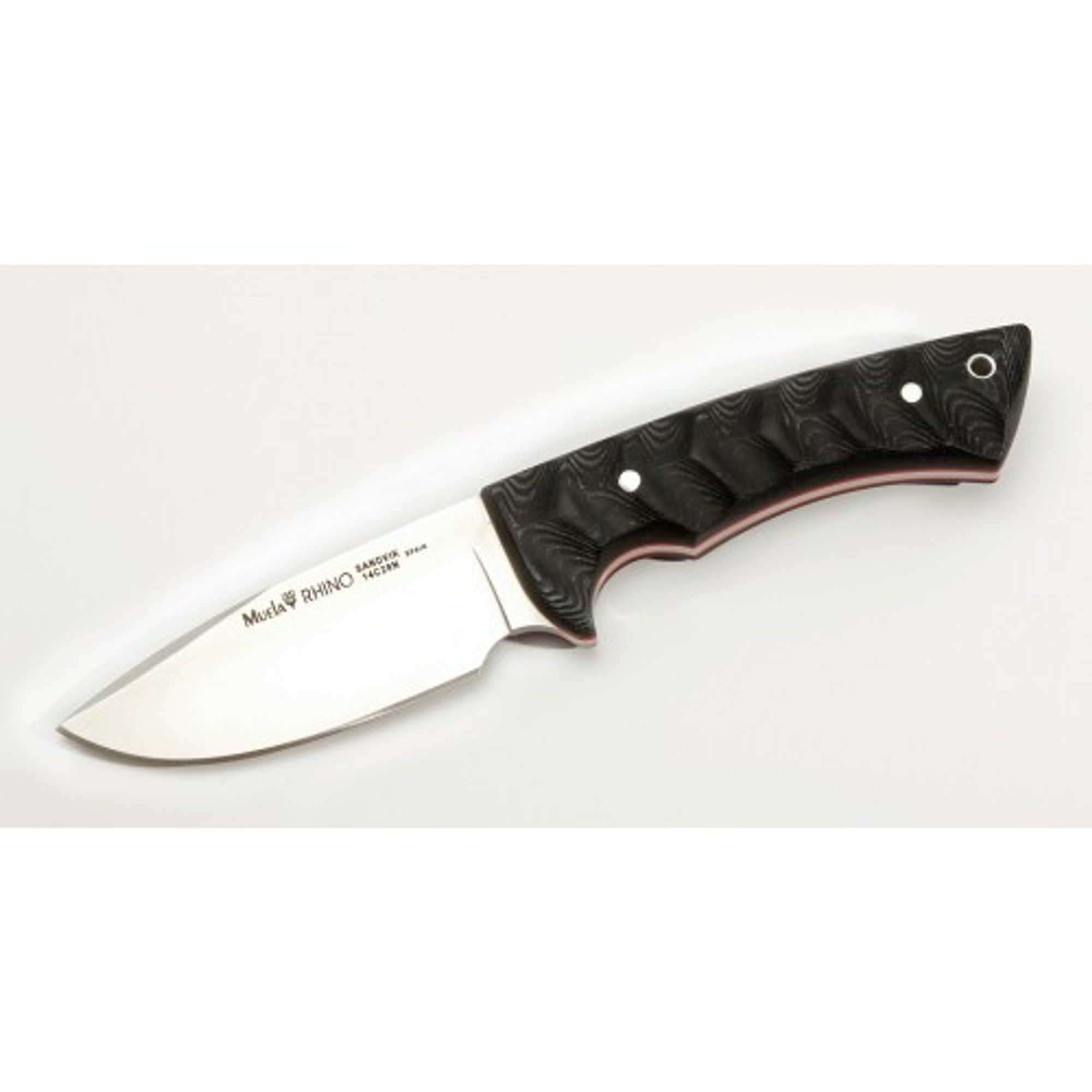 MUELA RHINO-10SV.M, Sandvik 14C28N, 4" Fixed Blade Hunting Knife, Black Micarta Handle